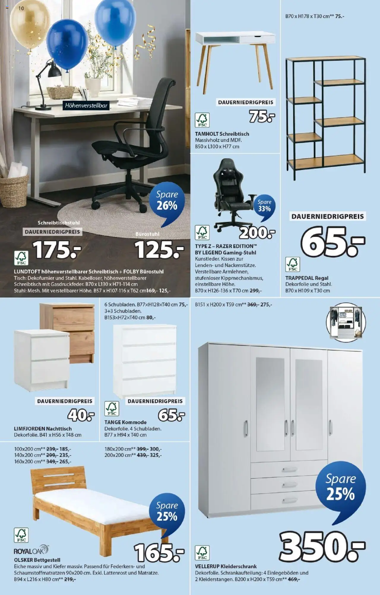 Angebote JYSK – gültig ab 19.09.2025 | Seite: 10 | Produkte: Nachttisch, Lattenrost, Tisch, Stuhl