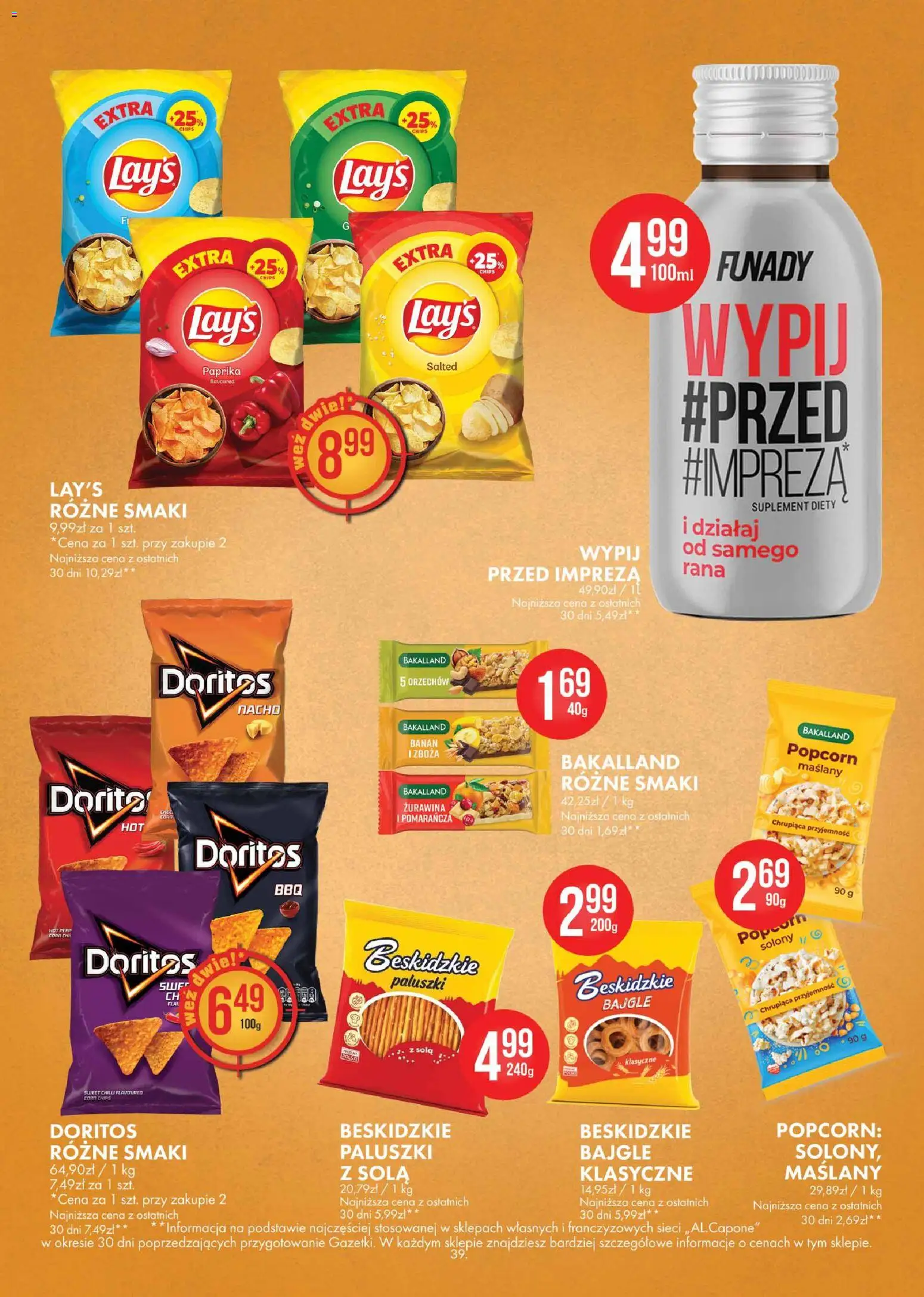 Al.Capone gazetka od 09.03.2026 | Strona: 39 | Produkty: Doritos, Żurawina, Paluszki, Popcorn