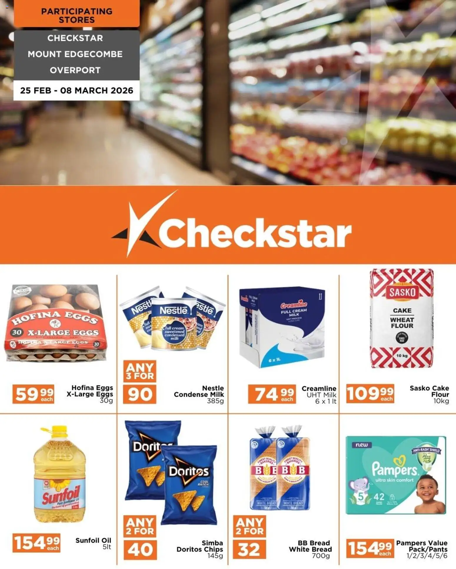 New Check Star catalogue – valid from 25.02.2026 | Page: 1 | Products: Flour, Eggs, Bread, Cream