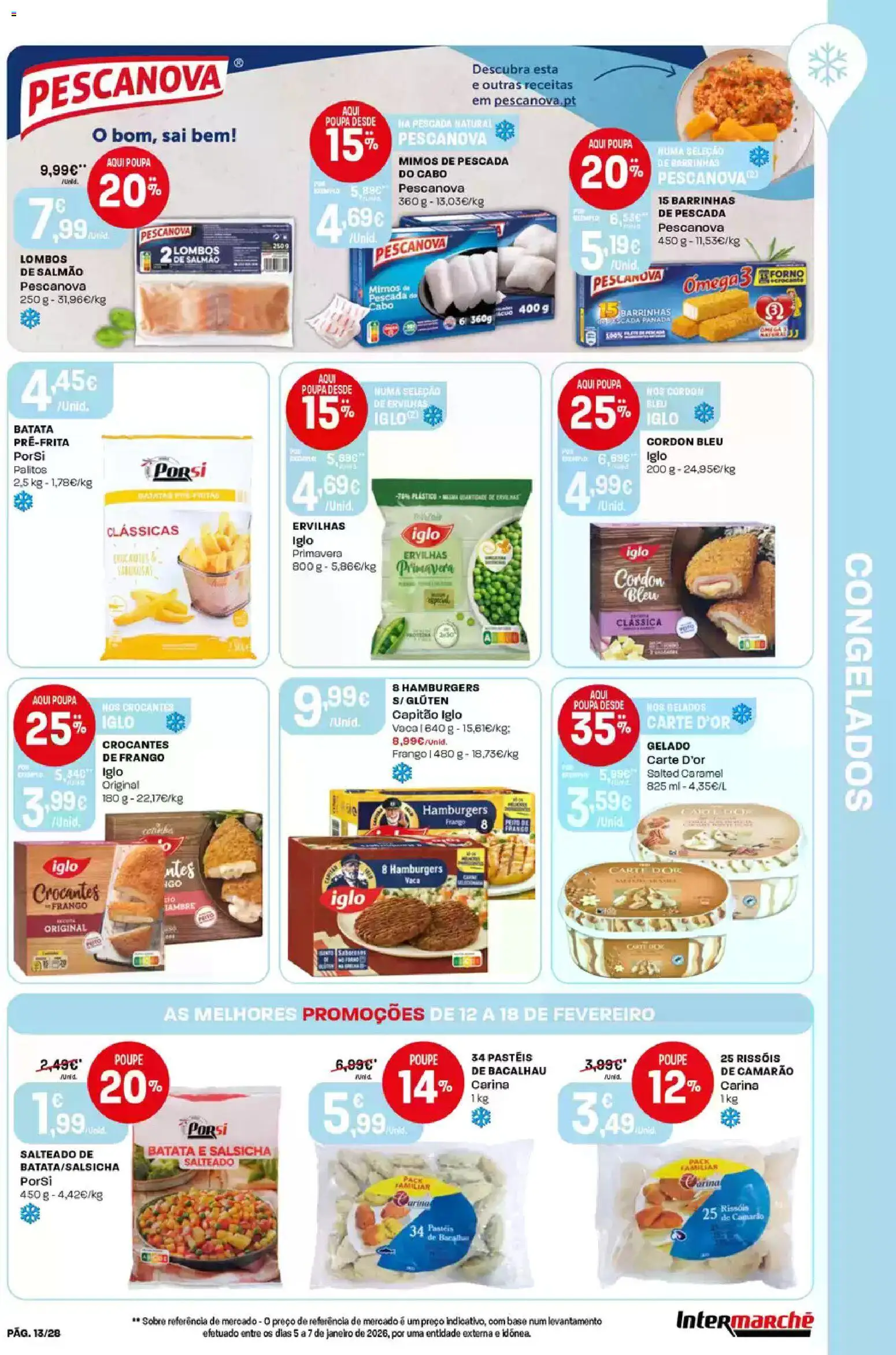 Intermarché Folheto Contact │ válido de 12.02.2026 | Página: 13 | Produtos: Pescada, Capitão iglo, Base, Gelado