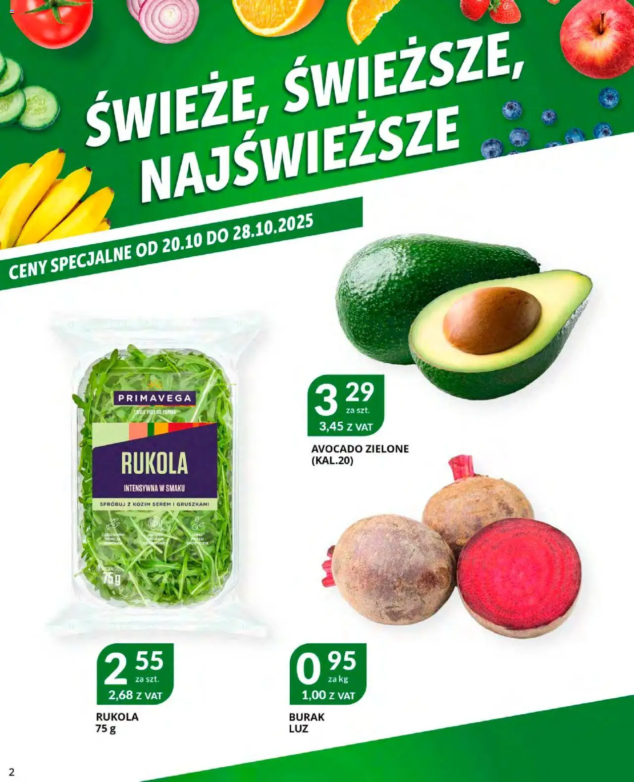 Eurocash Gazetka od 20.10.2025 | Strona: 2 | Produkty: Burak, Rukola