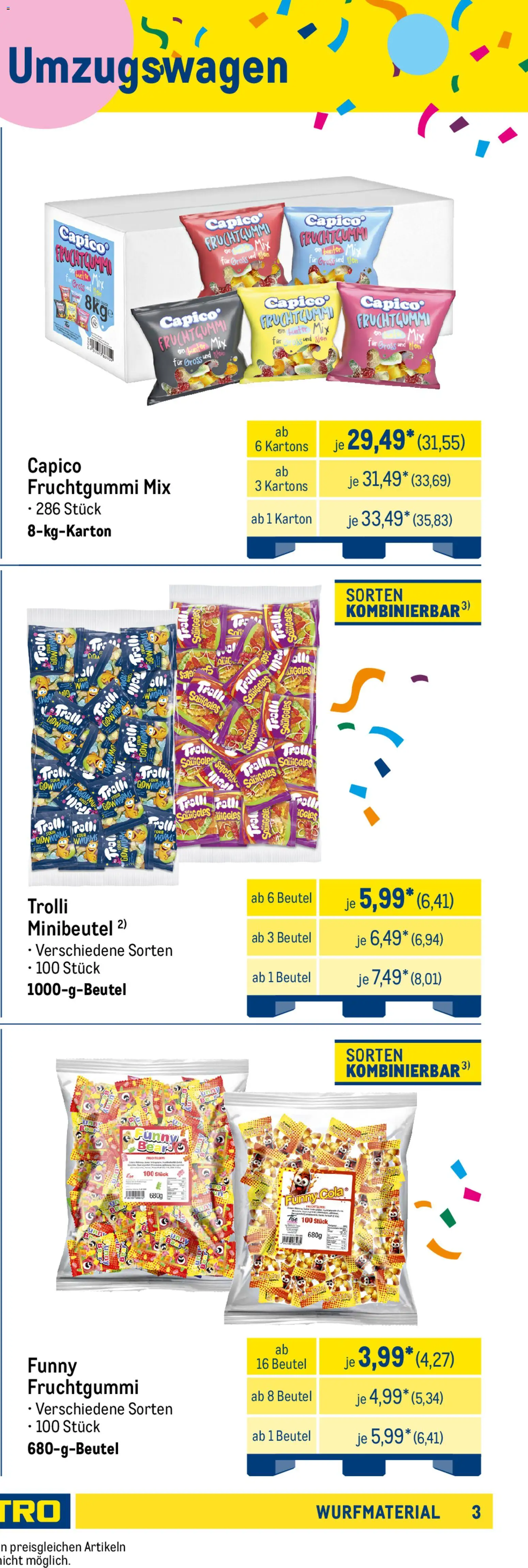 Metro Wurfmaterial Karneval – gültig ab 01.10.2025 | Seite: 5 | Produkte: Süßigkeiten, Chips