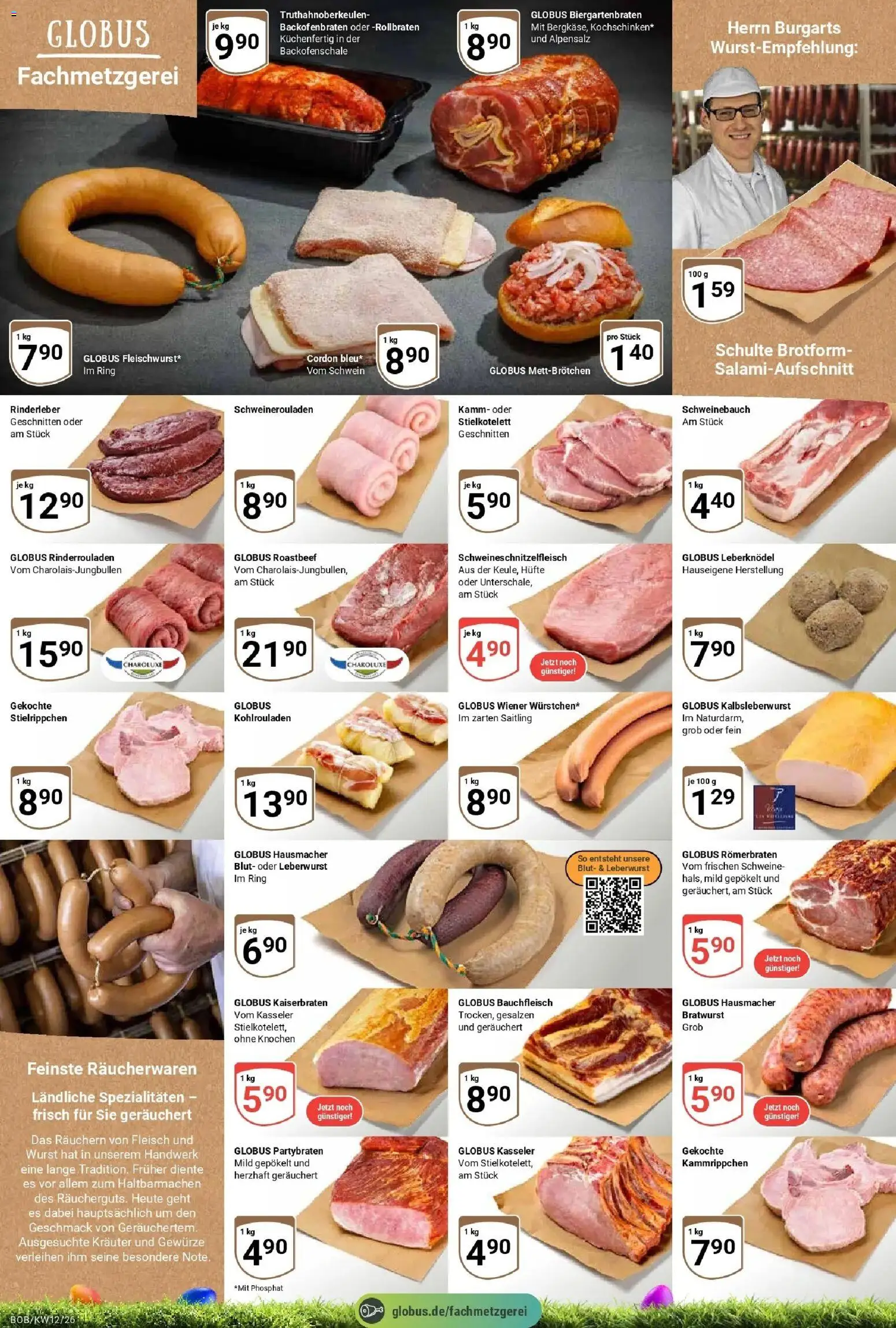 Globus prospekt Bobenheim-Roxheim	 – gültig ab 15.03.2026 | Seite: 6 | Produkte: Rinderrouladen, Schweinebauch, Bratwurst, Fleisch