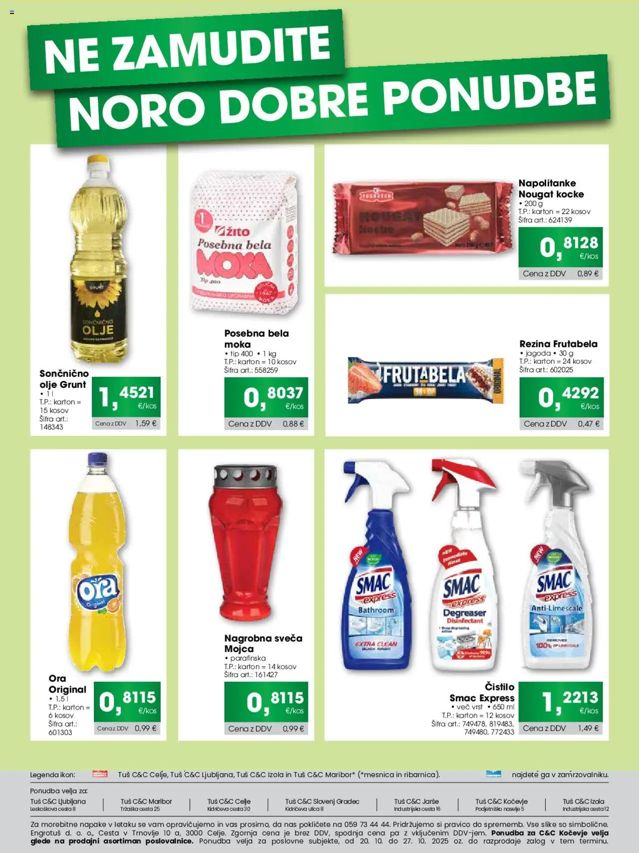 Novi Tuš katalog ponudbe – veljaven od 20.10.2025 | Stran: 2 | Izdelki: Napolitanke, Moka, Sveča, Olje