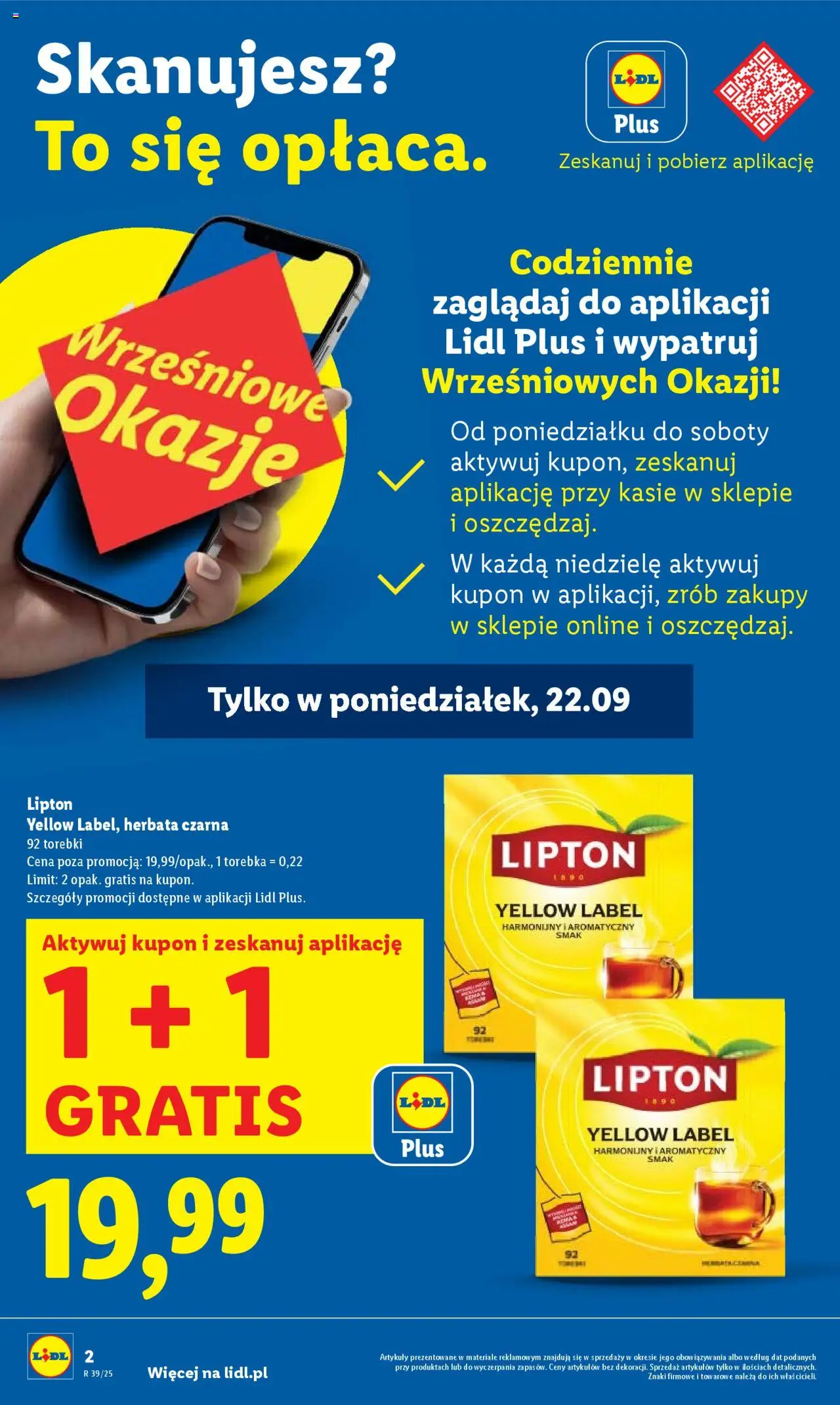Lidl Gazetka od 22.09.2025 | Strona: 6 | Produkty: Torebka, Herbata, Torebki