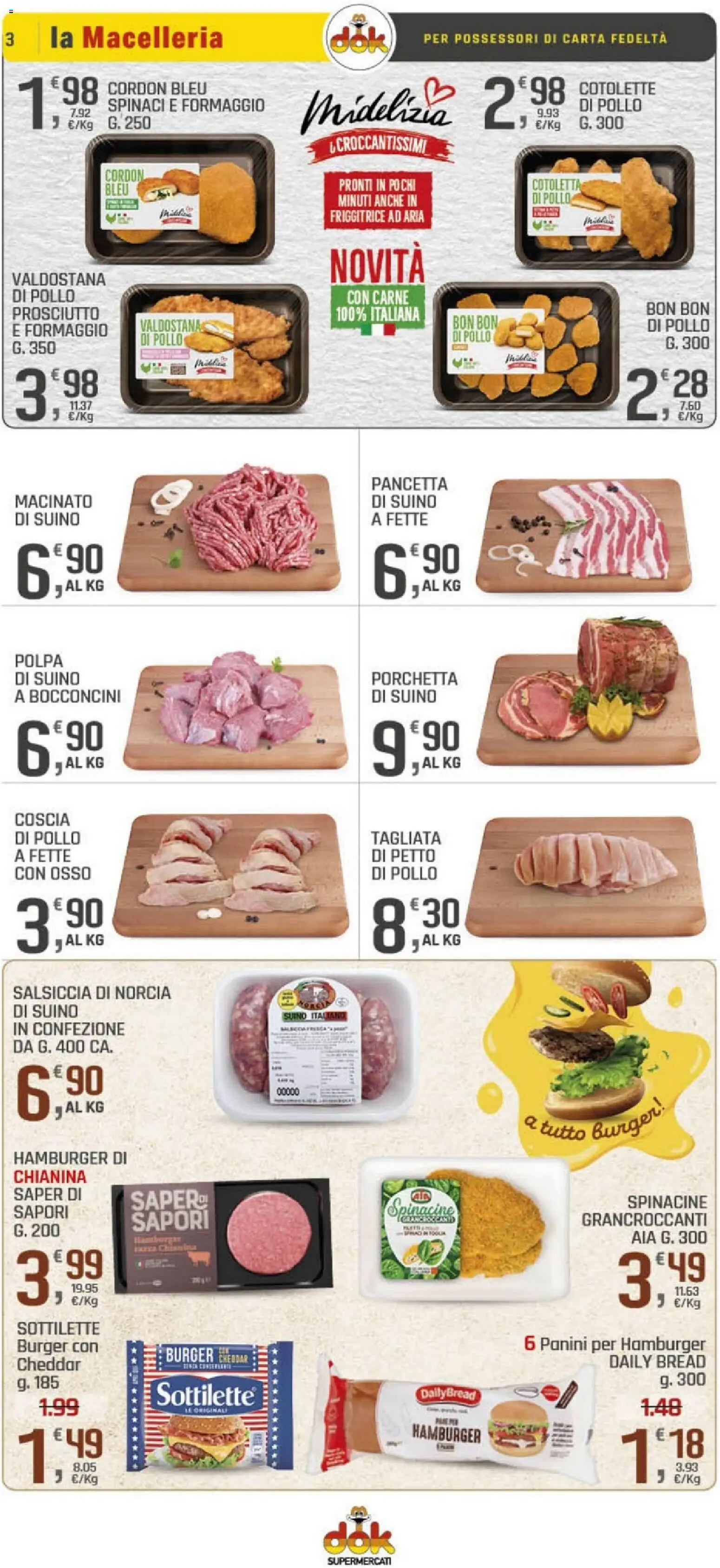 Volantino DOK del 19.02.2026 | Pagina: 3 | Prodotti: Friggitrice ad aria, Suino, Prosciutto, Hamburger
