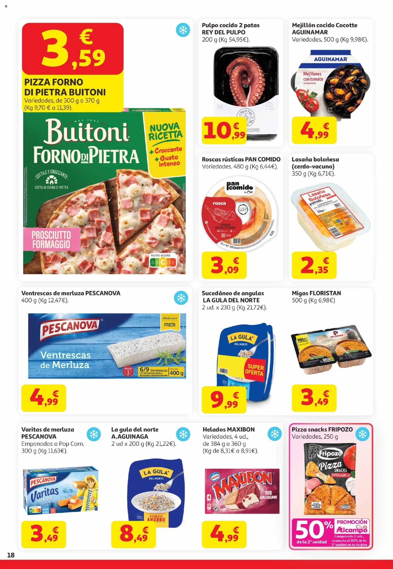 Alcampo Canarias │ válido desde el 07.04.2026 | Página: 18 | Productos: Queso, Pan, Peso, Lasaña