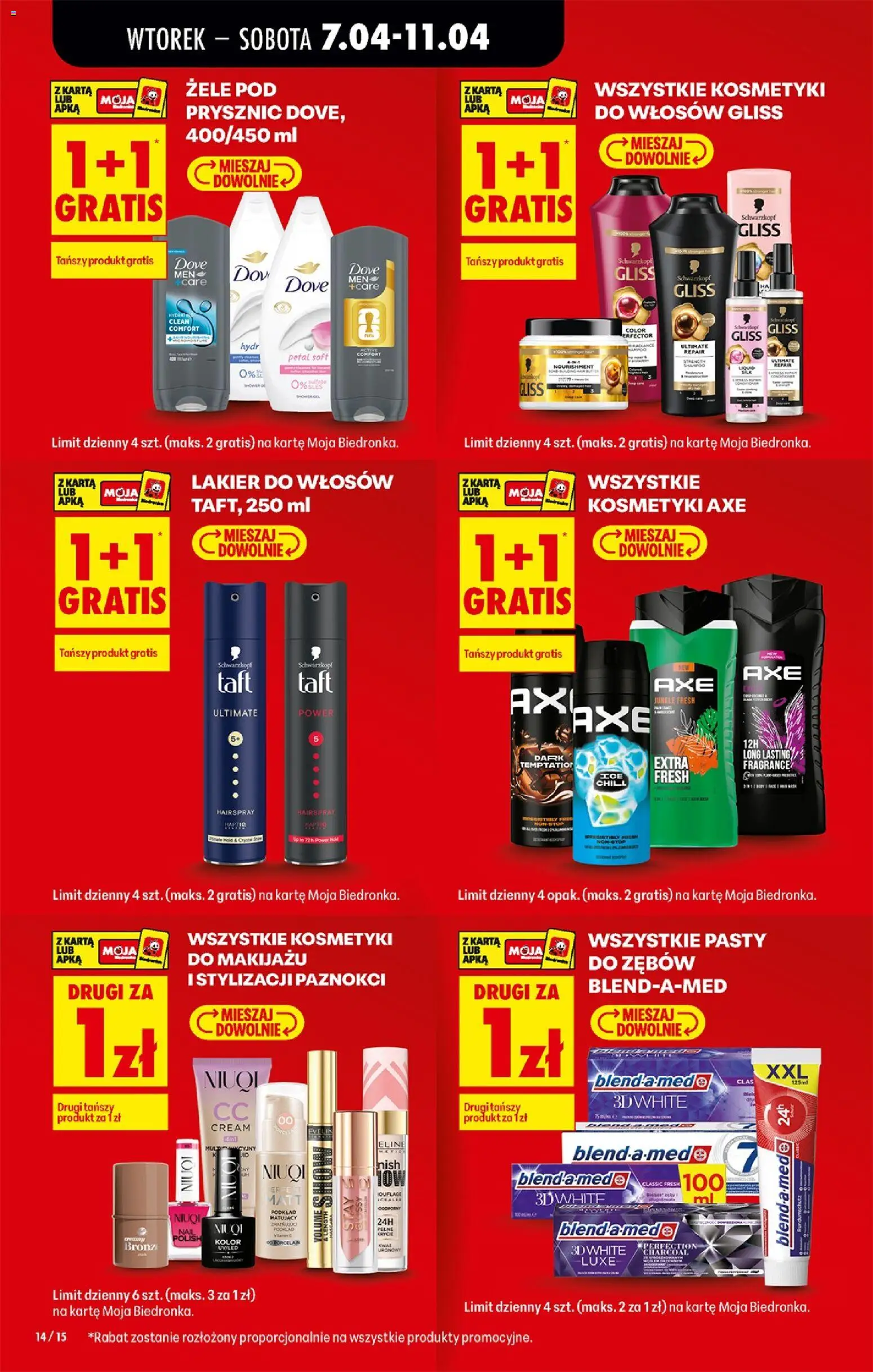 Biedronka gazetka od wtorku od 07.04.2026 | Strona: 16 | Produkty: Karta, Kosmetyki, Prysznic, Lakier do włosów