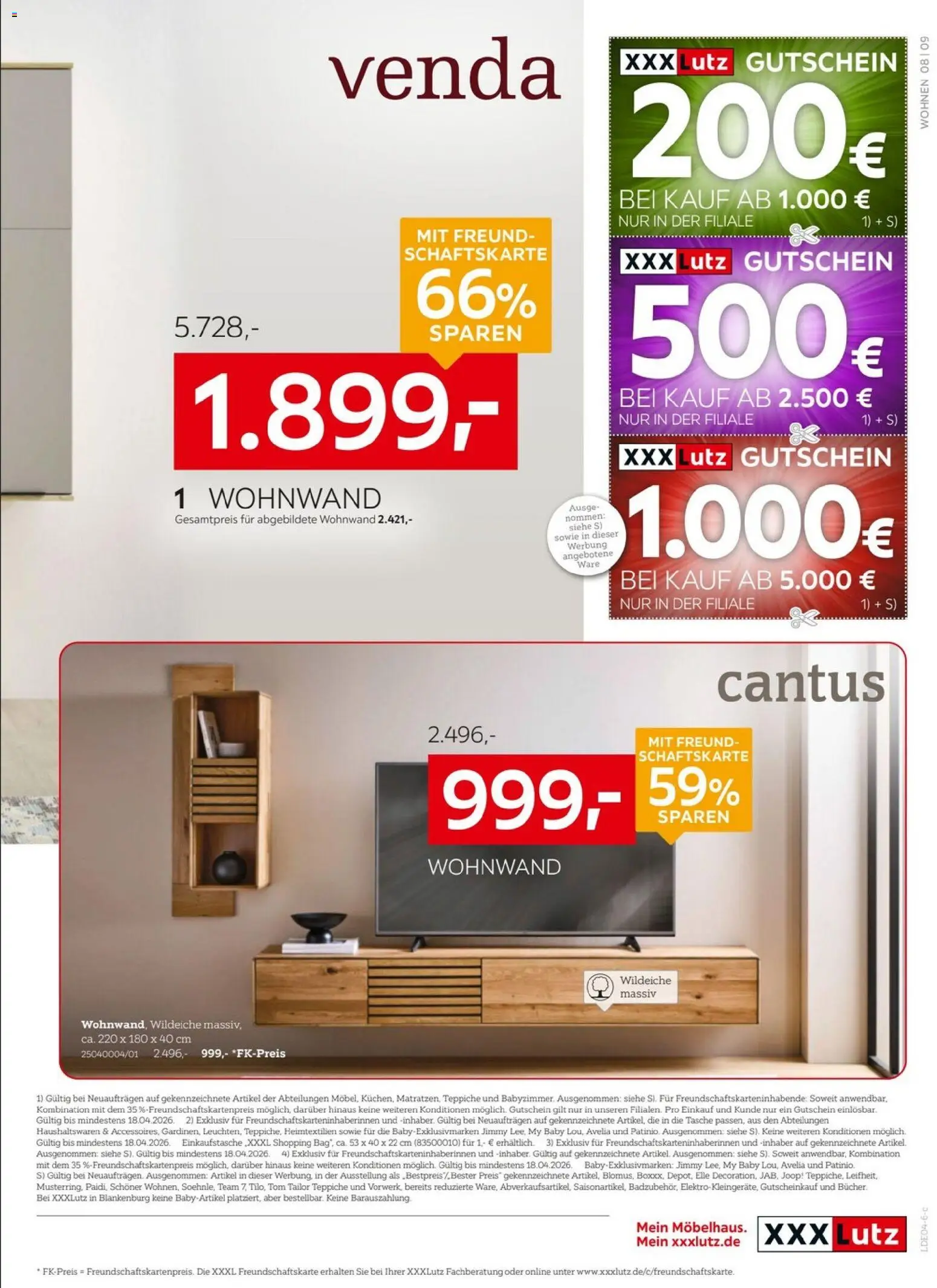 XXXLutz Nr. 1 beim Preis – gültig ab 04.04.2026 | Seite: 9 | Produkte: Tasche, Wohnwand