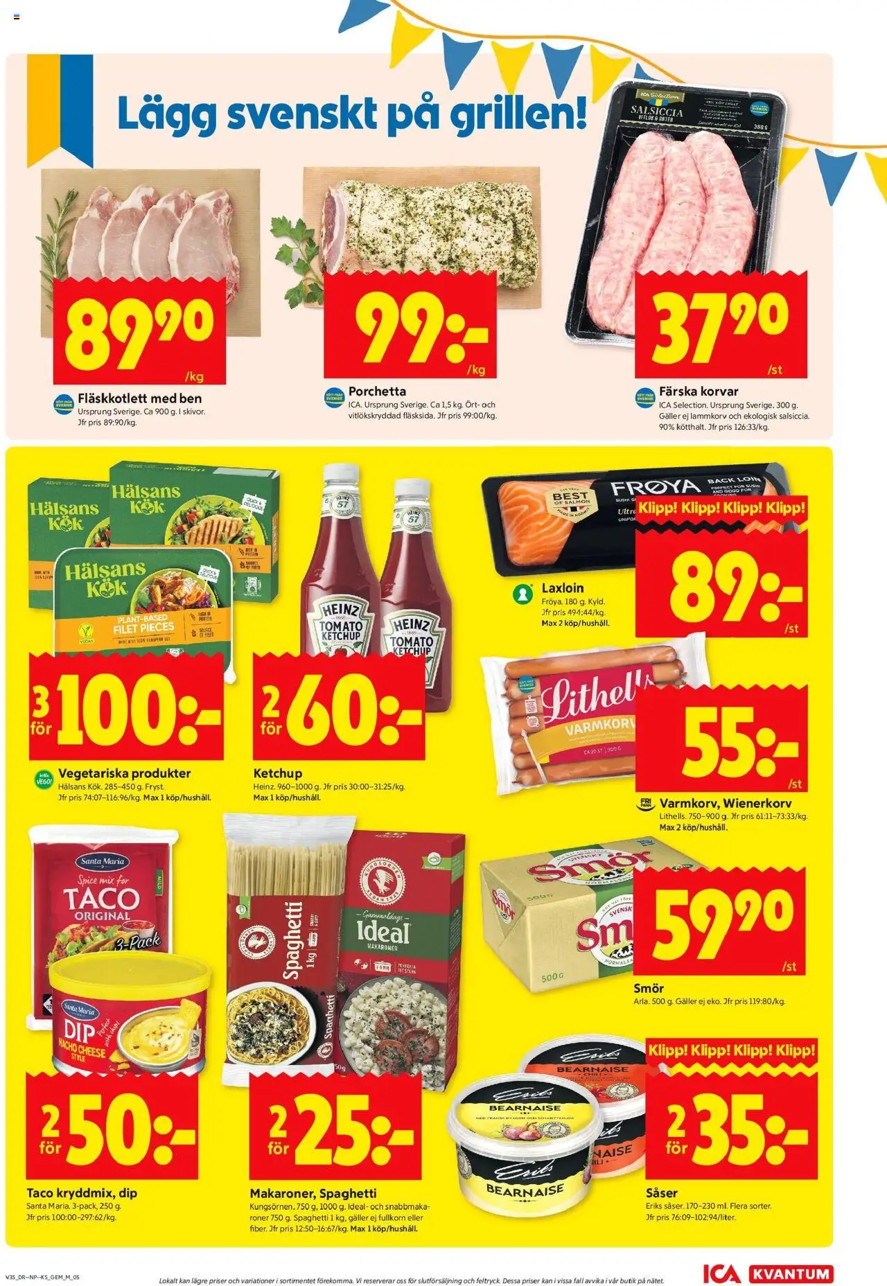 ICA Kvantum reklamblad aktuell från 25.08.2025 | Sida: 5 | Produkter: Makaroner, Smör, Wienerkorv, Spaghetti