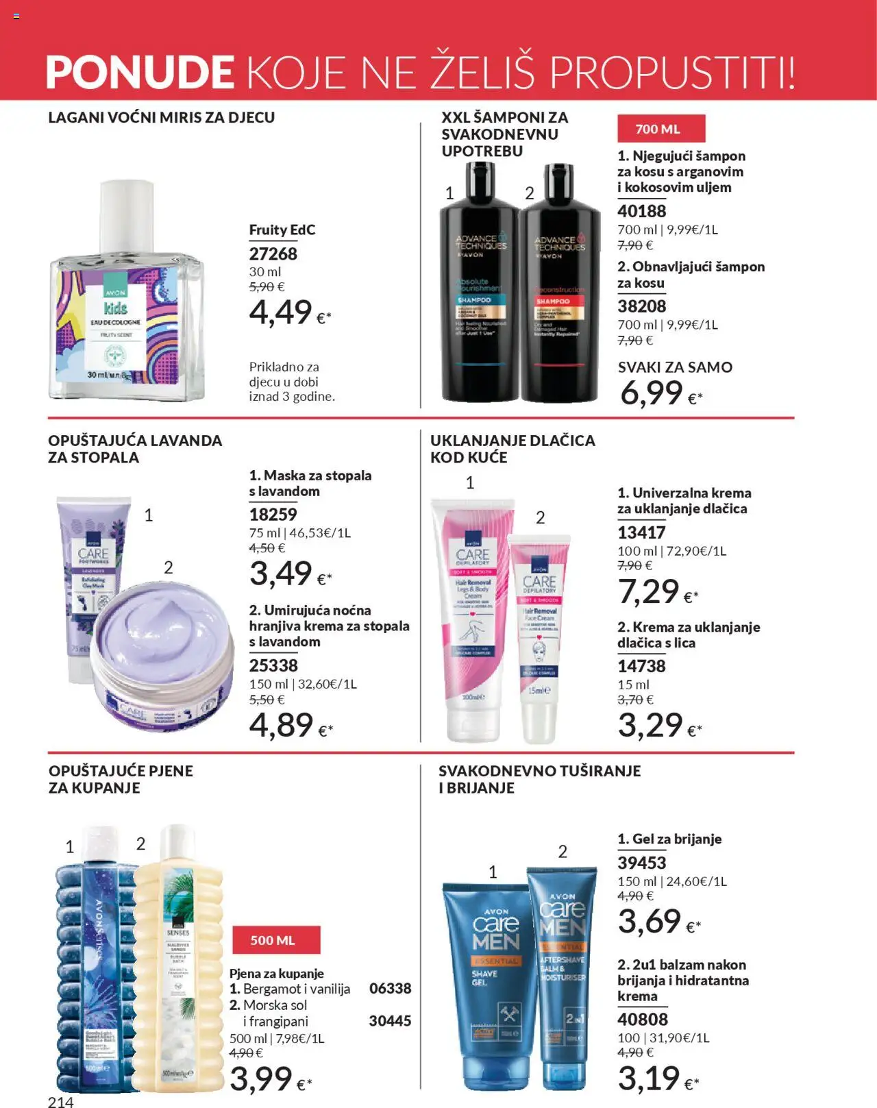 Avon katalog | vrijedi od 30.09.2025 | Stranica: 214 | Proizvodi: Šampon, Maska, Gel za brijanje, Krema