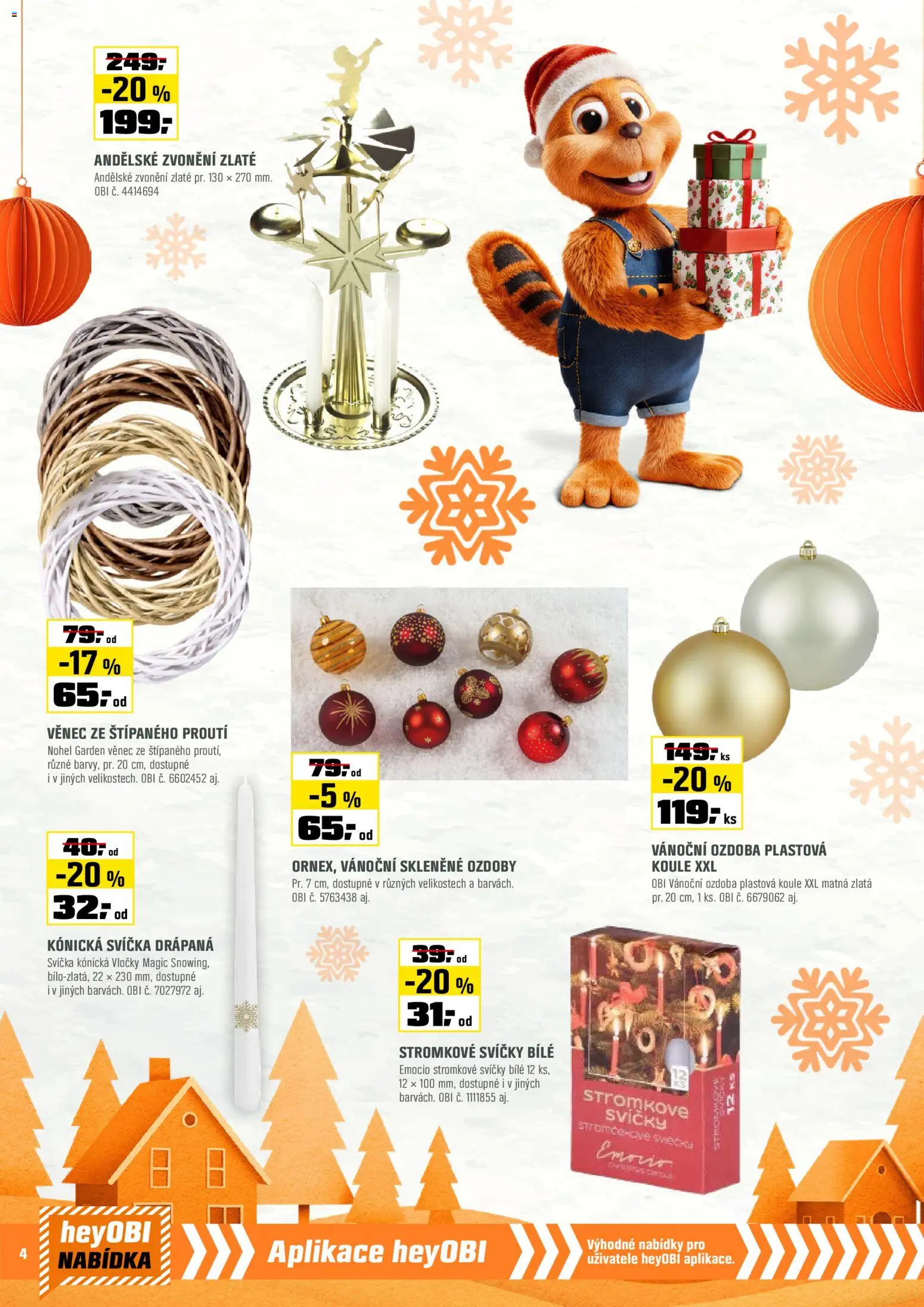 OBI leták - Barevná sezóna od 14.11.2025 | Strana: 4 | Produkty: Vločky, Svíčka, Svíčky, Andělské zvonění