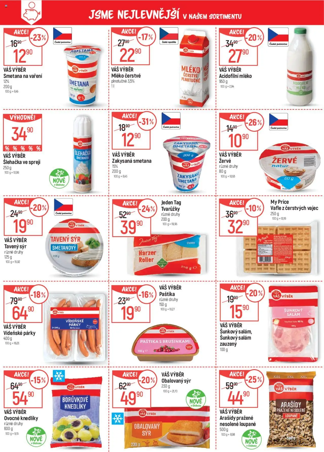 Globus leták od 25.06.2025 | Strana: 3 | Produkty: Tvarůžky, Šlehačka ve spreji, Vídeňské párky, Smetana