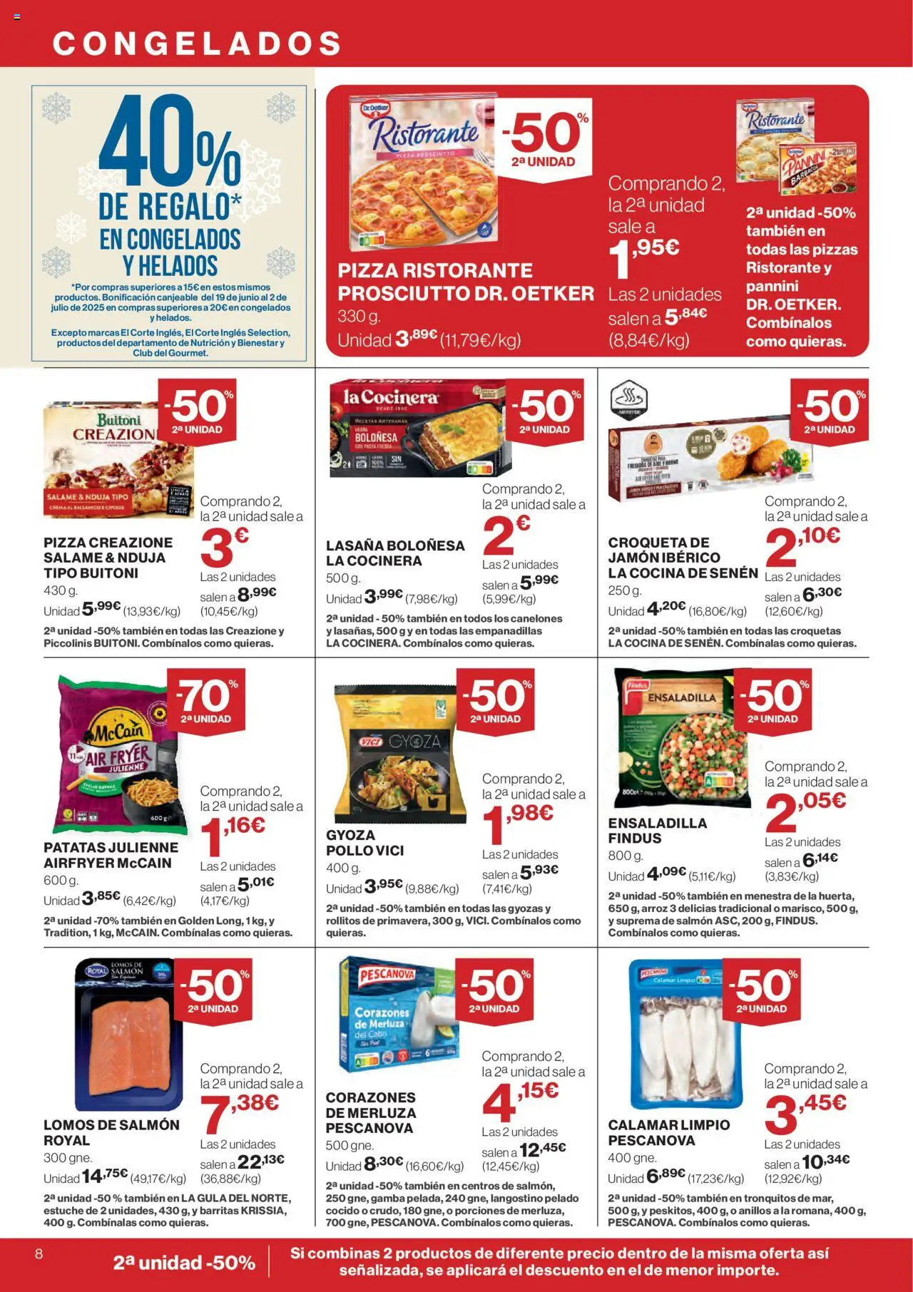 Hipercor catálogo │ válido desde el 05.06.2025 | Página: 8 | Productos: Jamón, Pasta, Freidora, Gamba
