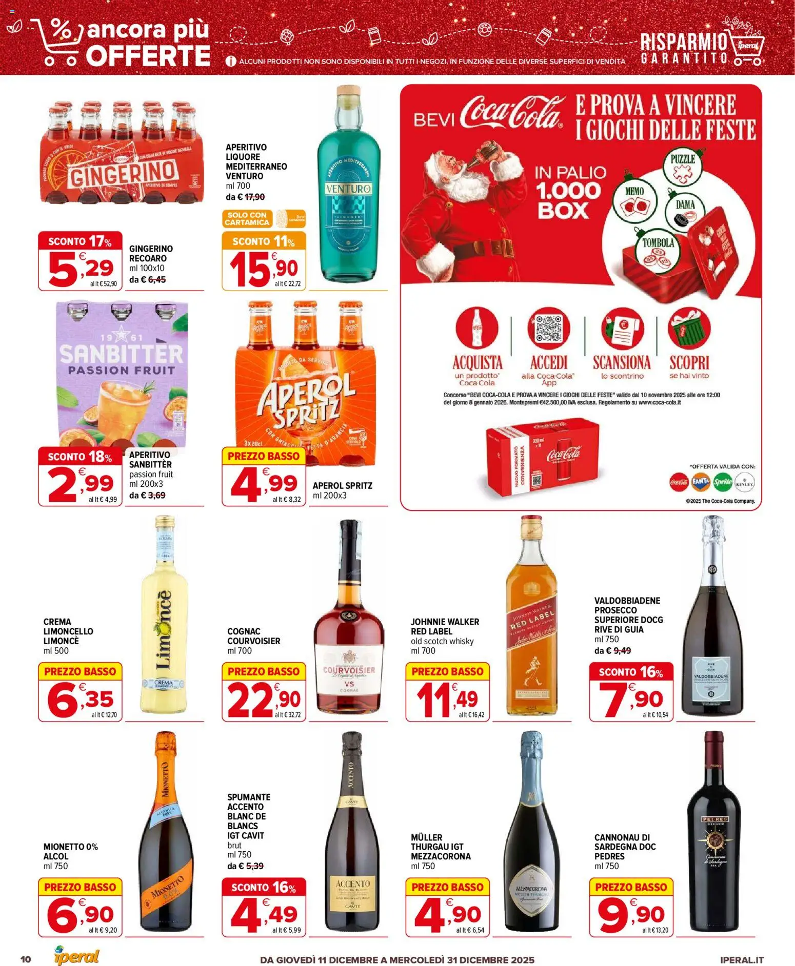 Volantino Iperal del 11.12.2025 | Pagina: 10 | Prodotti: Whisky, The, Aperol, Liquore