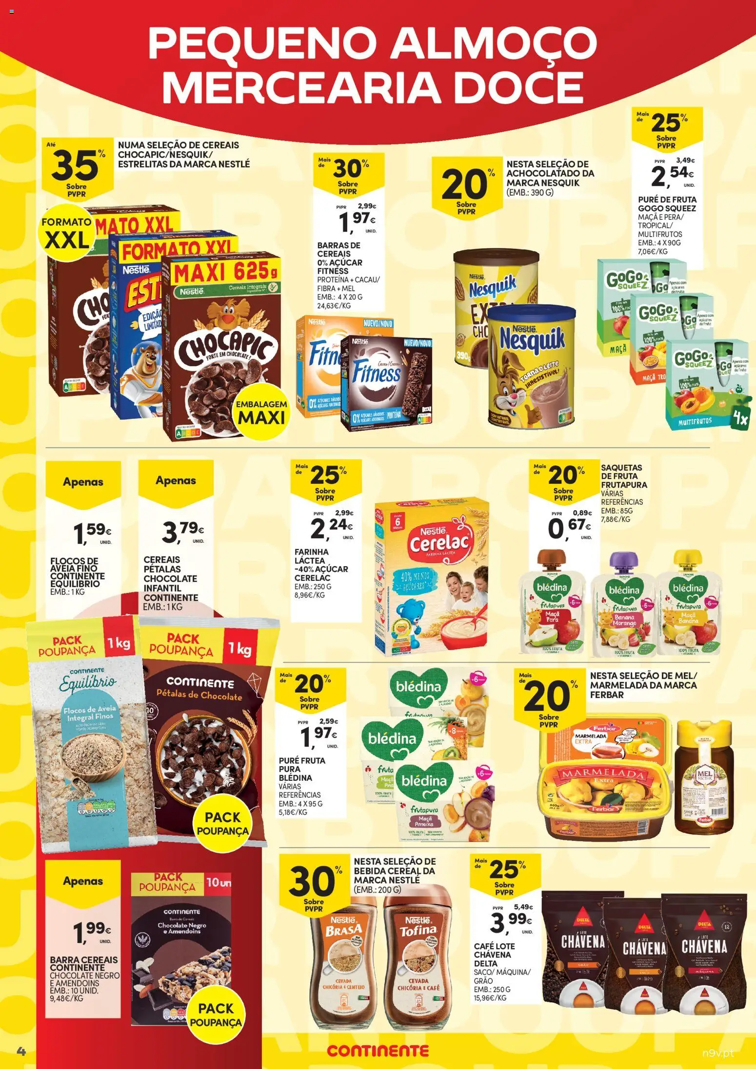 Continente - Açores Poupança para todos │ válido de 06.04.2026 | Página: 4 | Produtos: Farinha láctea, Banana, Cereais, Bebida