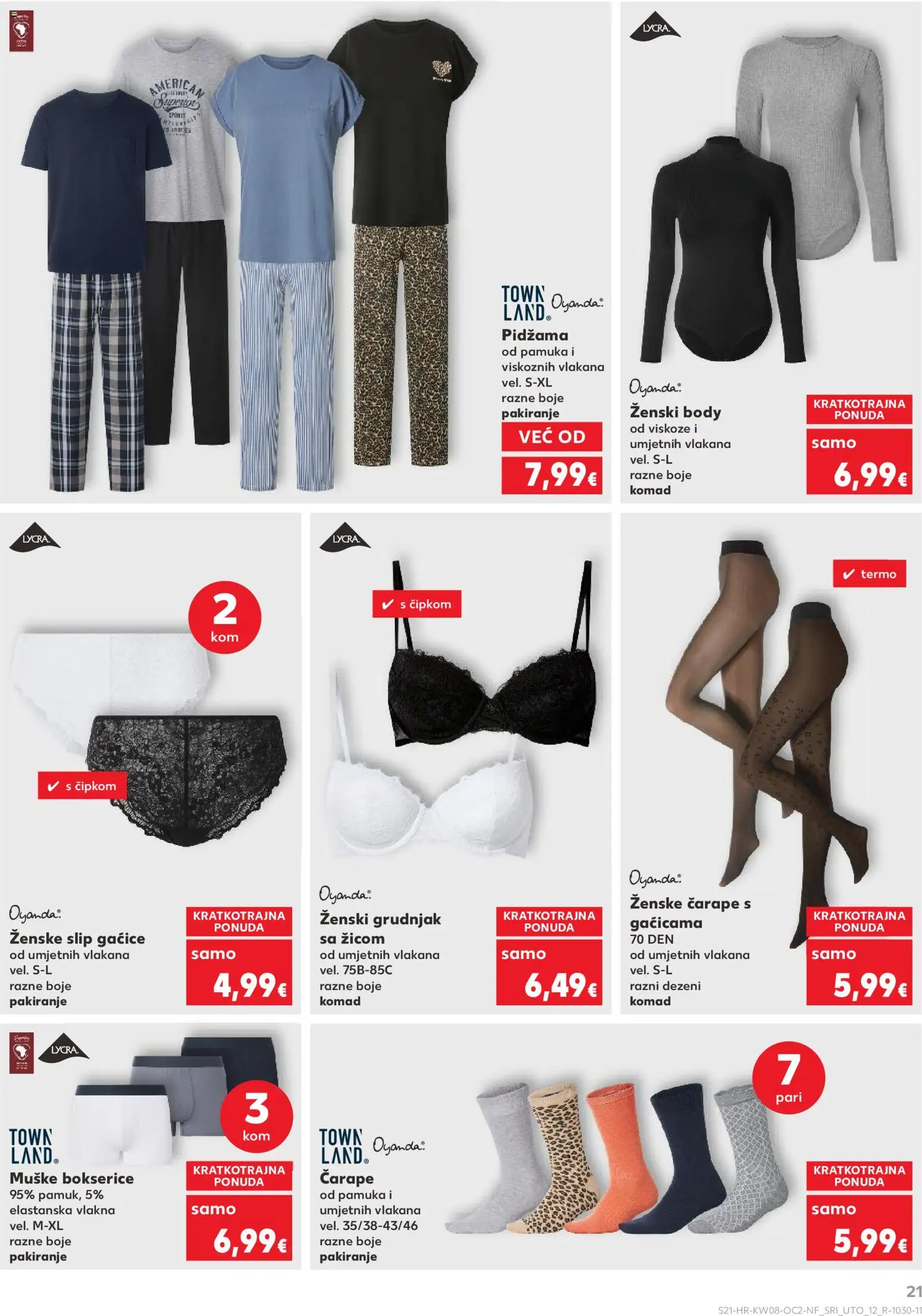 Kaufland katalog | vrijedi od 18.02.2026 | Stranica: 21 | Proizvodi: Gaćice, Čarape, Pidžama, Bokserice
