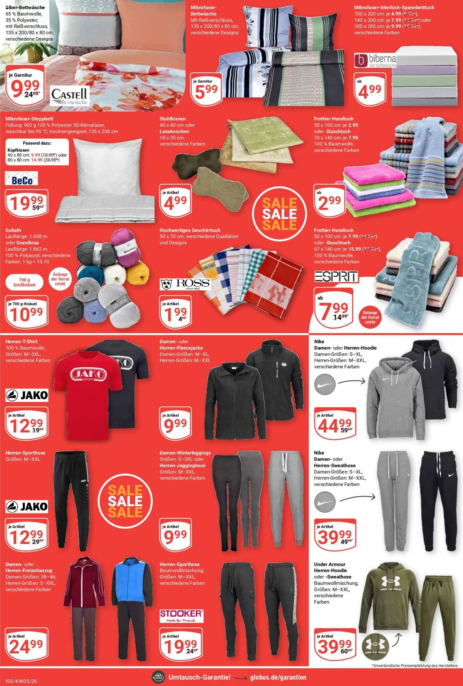 Globus Prospekt 	 – gültig ab 12.01.2026 | Seite: 21 | Produkte: Sweathose, Bettwäsche, Kopfkissen