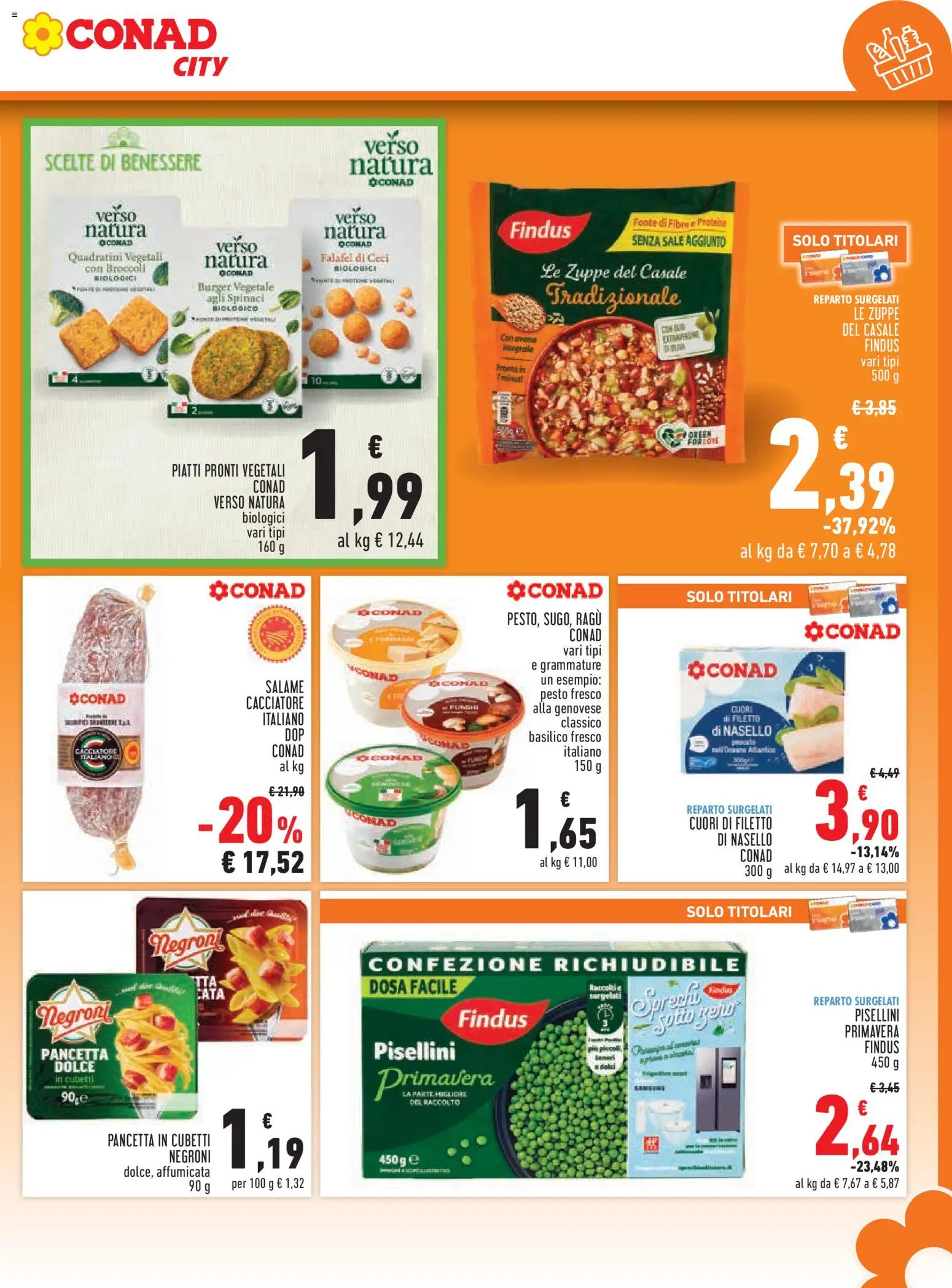 Volantino Conad del 15.01.2026 | Pagina: 9 | Prodotti: Salame, Falafel, Basilico, Broccoli