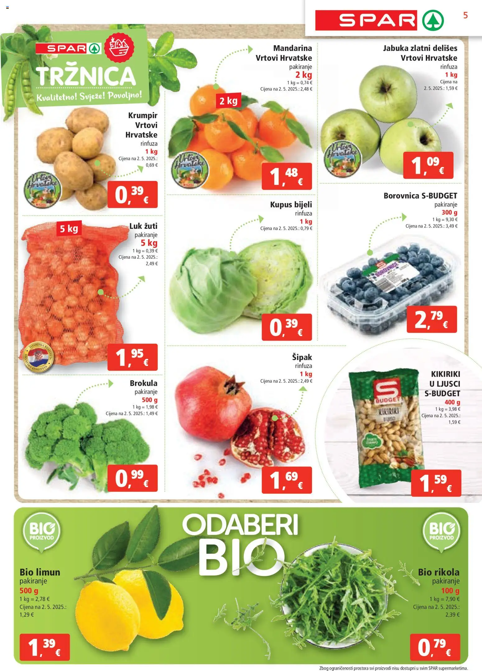 Spar katalog | vrijedi od 12.11.2025 | Stranica: 5 | Proizvodi: Mandarina, Luk, Borovnica, Jabuka