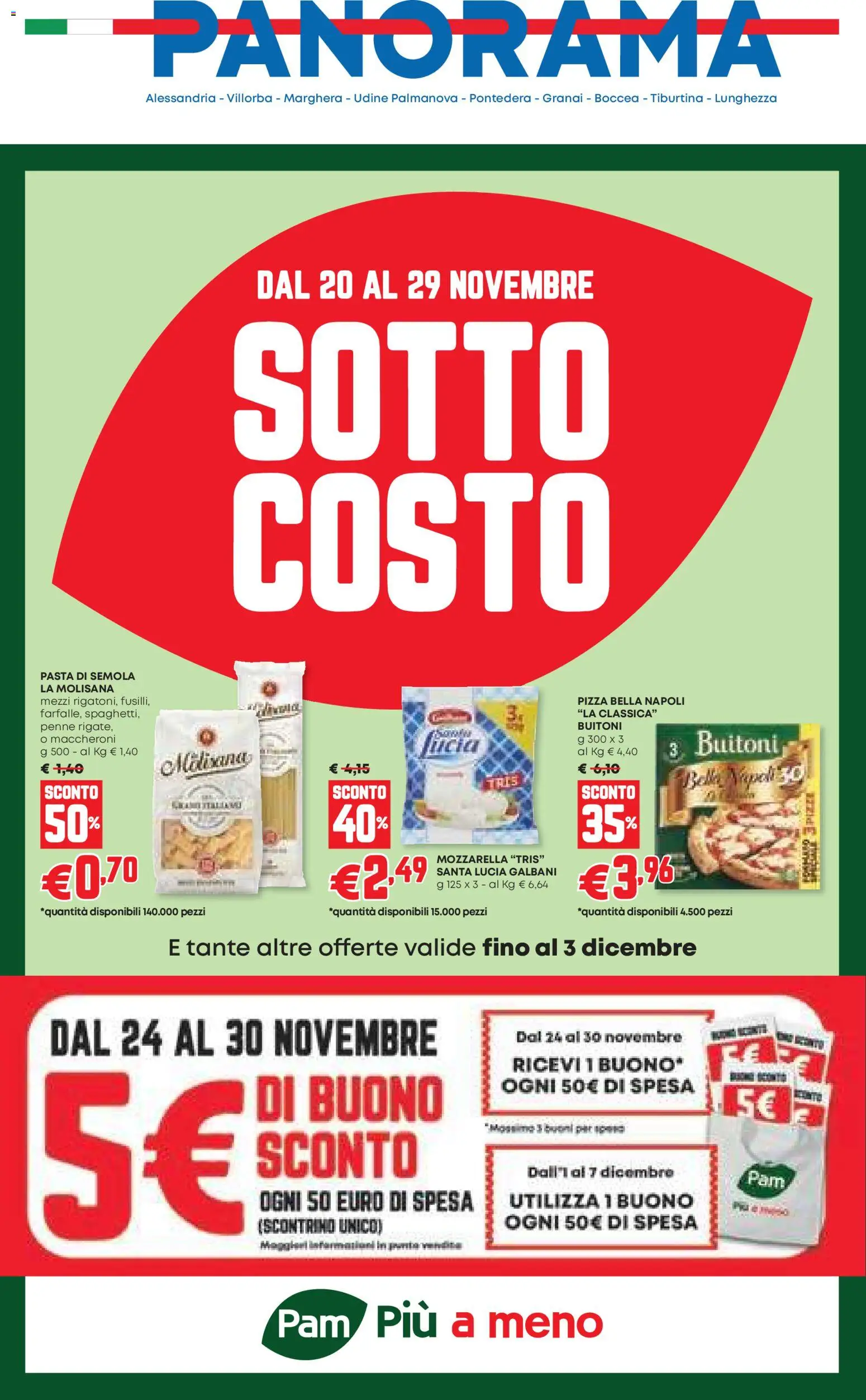 Volantino Panorama del 20.11.2025 | Pagina: 1 | Prodotti: Pizza, Mozzarella, Pasta, Penne