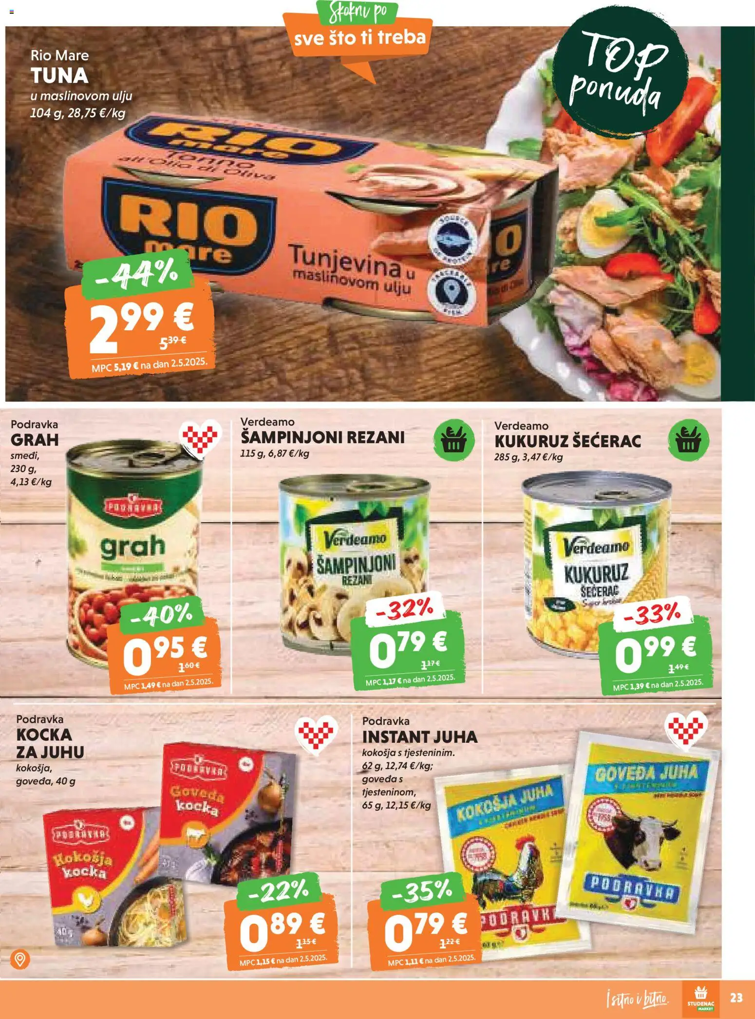 Studenac katalog | vrijedi od 12.11.2025 | Stranica: 23 | Proizvodi: Rio Mare, Grah, Juha, Tuna