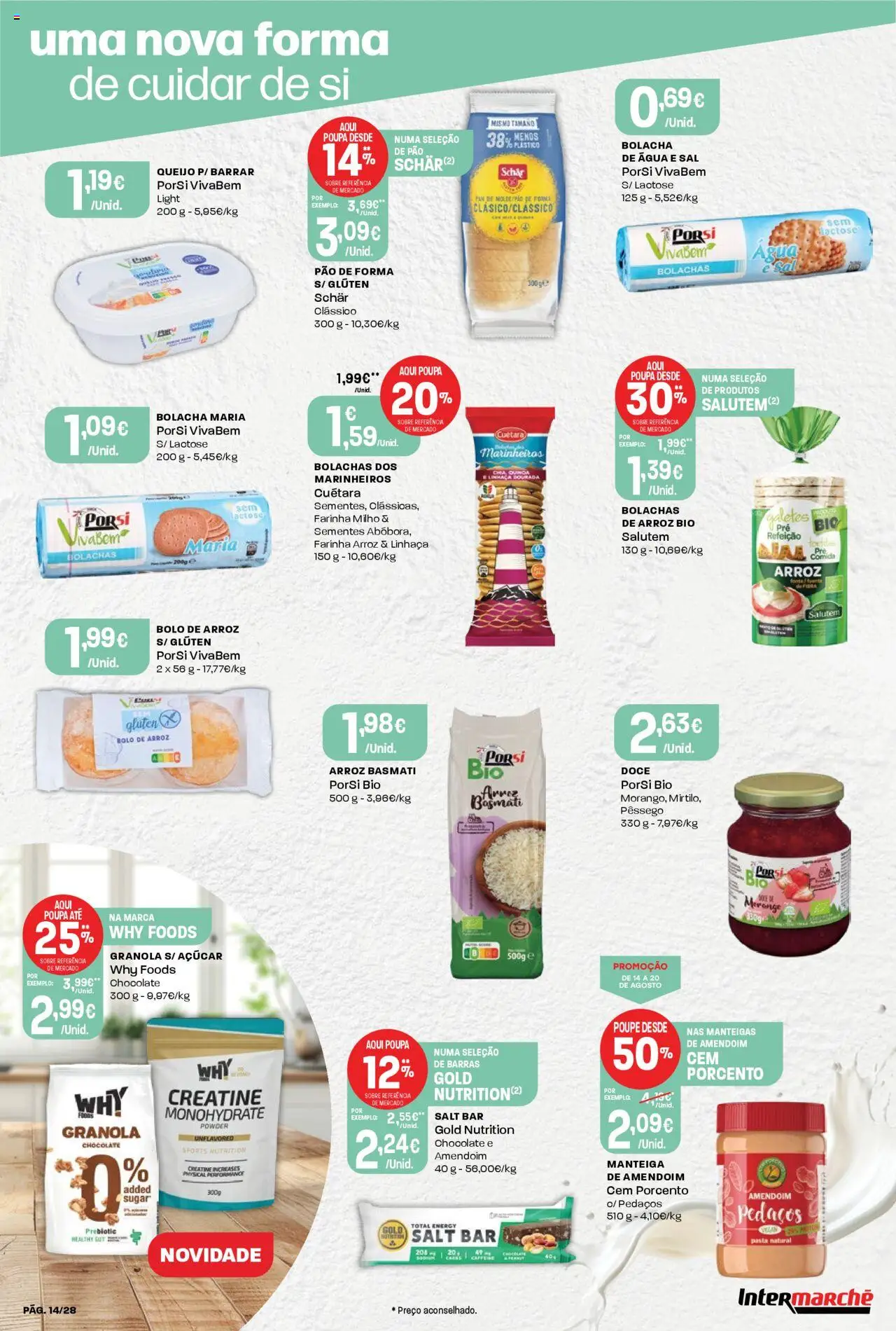 Intermarché folheto │ válido de 14.08.2025 | Página: 14 | Produtos: Dourada, Granola, Açúcar, Milho