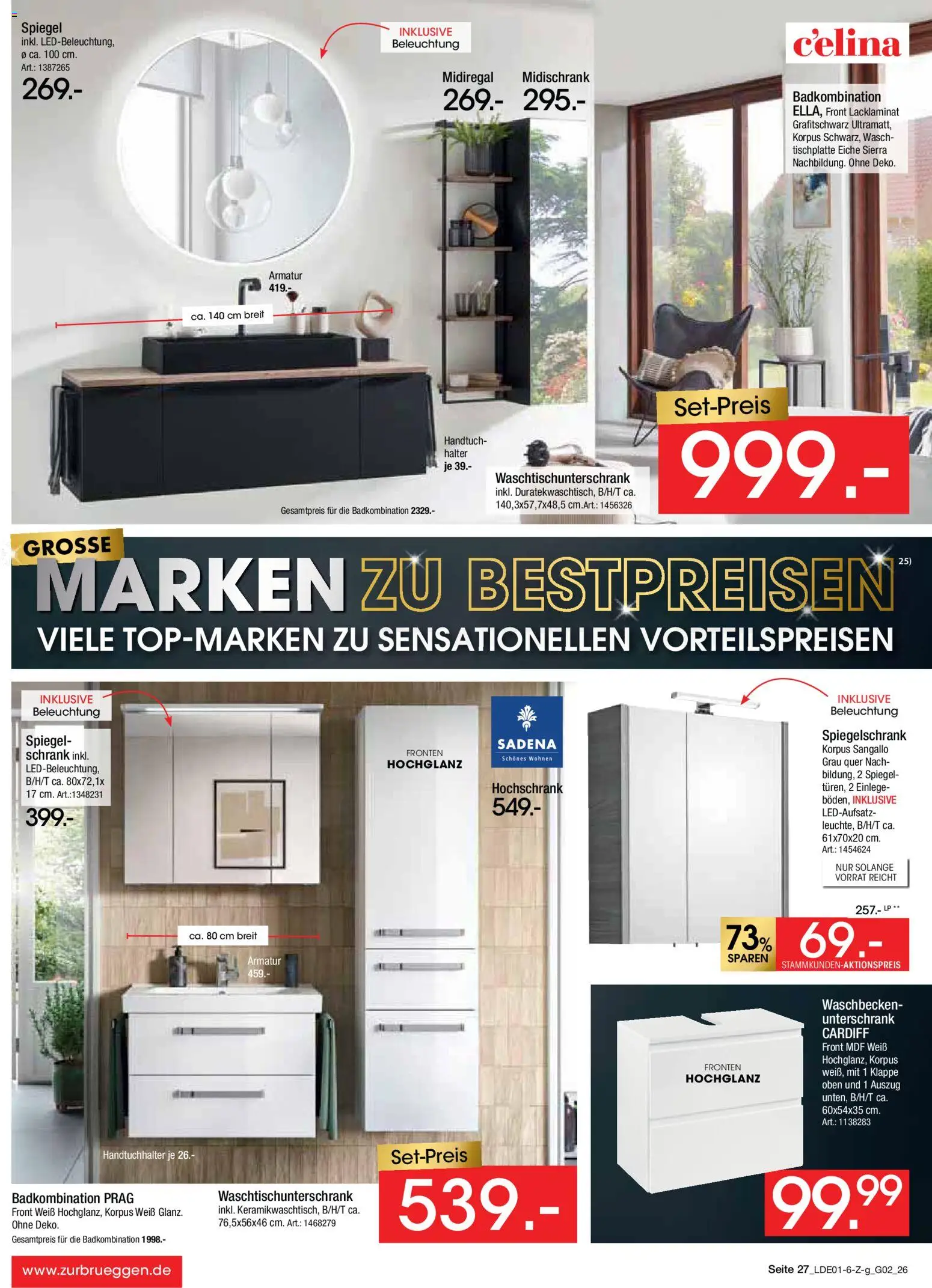Zurbrüggen Große Marken-Sensation – gültig ab 31.01.2026 | Seite: 43 | Produkte: Schrank, Spiegel, Armatur, Midischrank