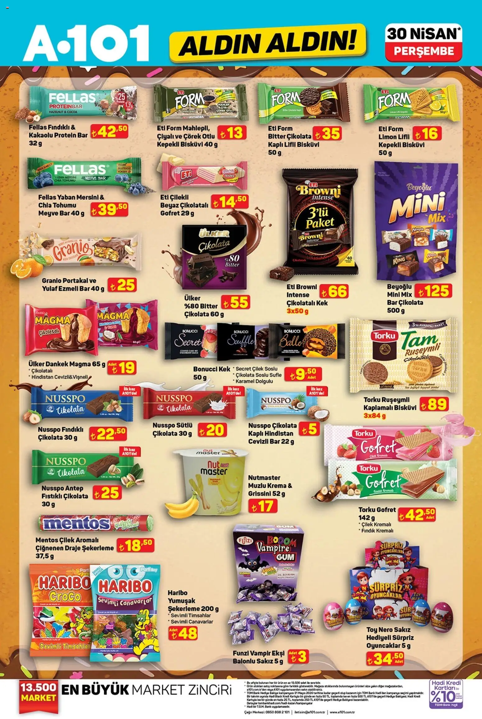 A101 - Katalog Aldın Aldın - 30.04.2026 tarihinden itibaren geçerlidir | Sayfa: 12 | Ürünler: Gofret, Portakal, Fındık, Yulaf