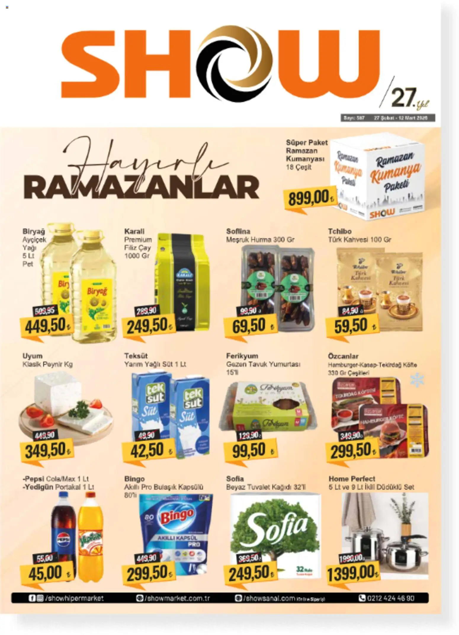 Show Market Katalog - 27.02.2026 tarihinden itibaren geçerlidir | Sayfa: 1 | Ürünler: Tuvalet, Süt, Çay, Hurma