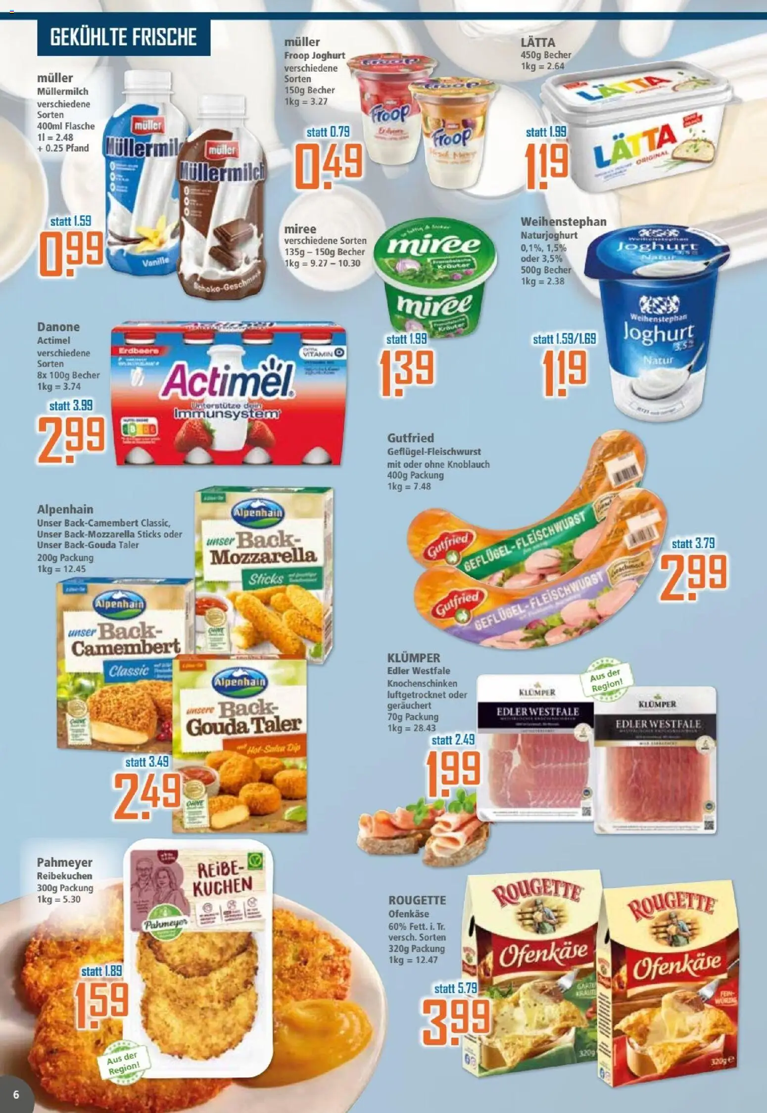 Klaas & Kock Prospekt – gültig ab 12.01.2026 | Seite: 6 | Produkte: Actimel, Joghurt, Rougette ofenkase, Muller mullermilch