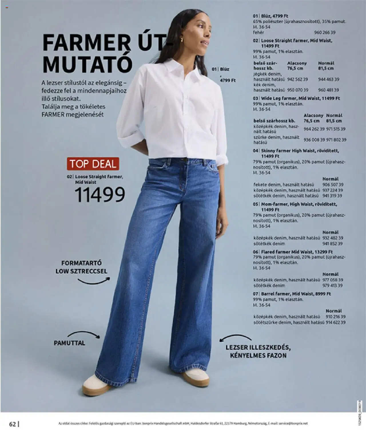 Bonprix akciós ujság - amely érvényes a következő dátumtól: 22.09.2025 | Oldal: 64 | Termékek: Farmer, Blúz