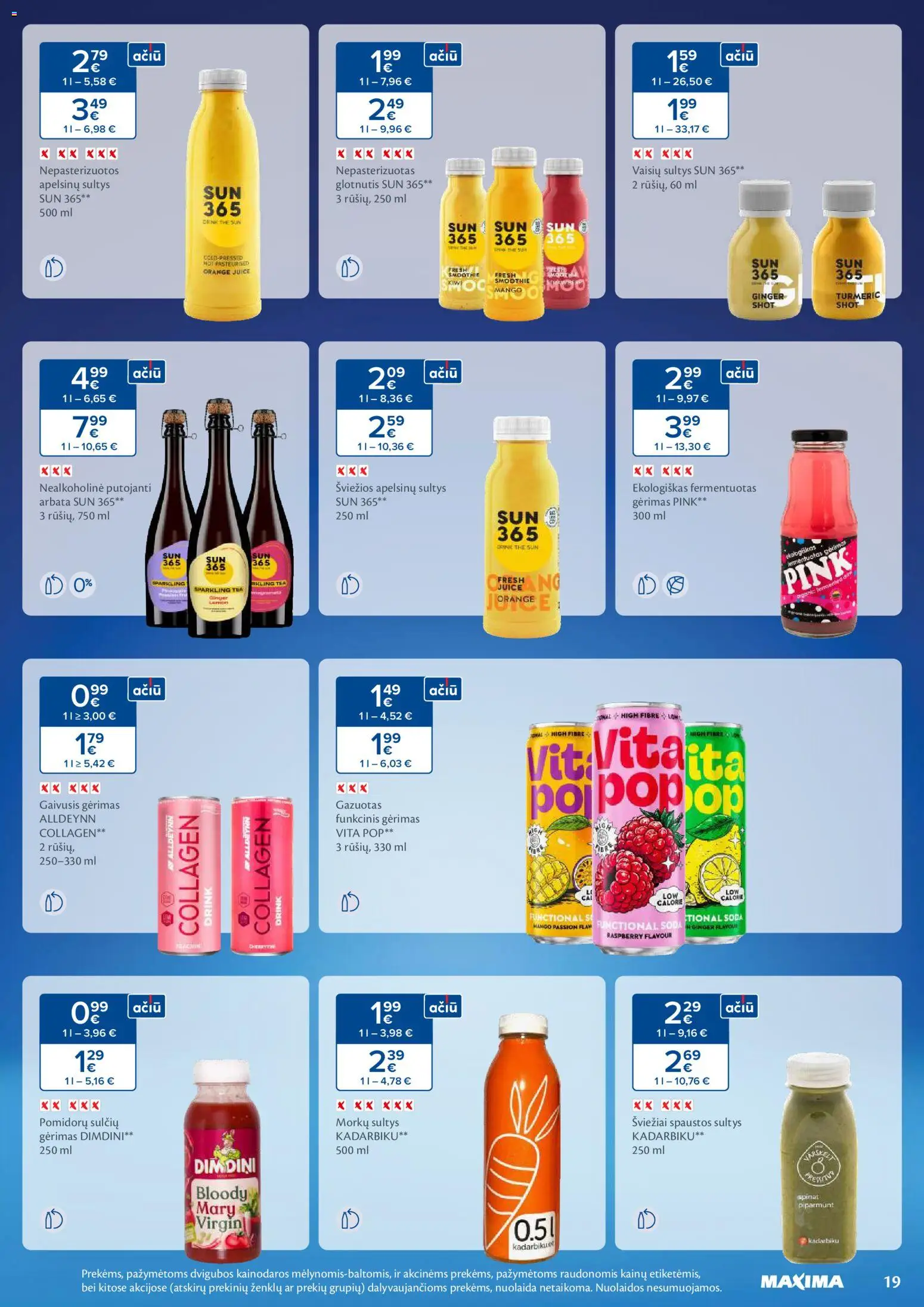 MAXIMA akcijos nuo 06.01.2026 | Puslapis: 19 | Prekių: Gaivusis gėrimas, Sultys, Arbata