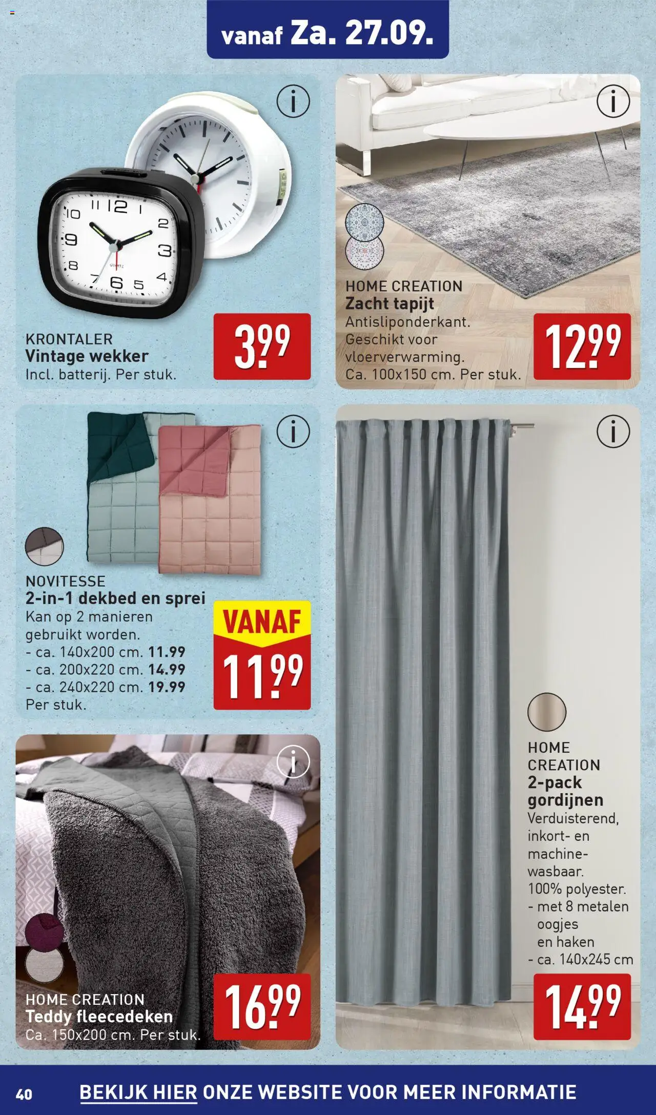  | Pagina: 40 | Producten: Dekbed, Kan, Wekker, Haken
