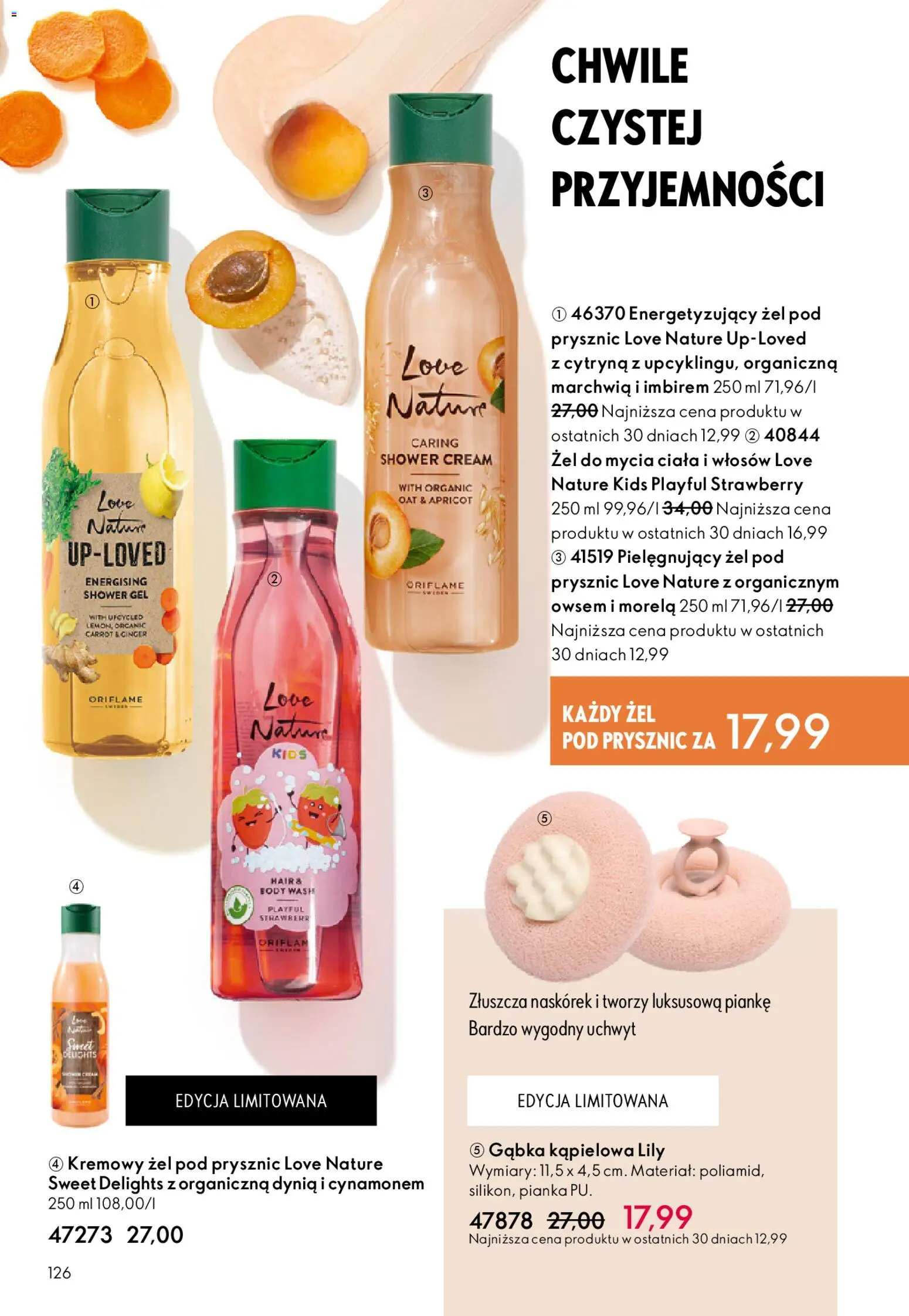 Oriflame Katalog 1 2026 od 24.12.2025 | Strona: 126 | Produkty: Cytryna, Dynia, Prysznic, Gąbka