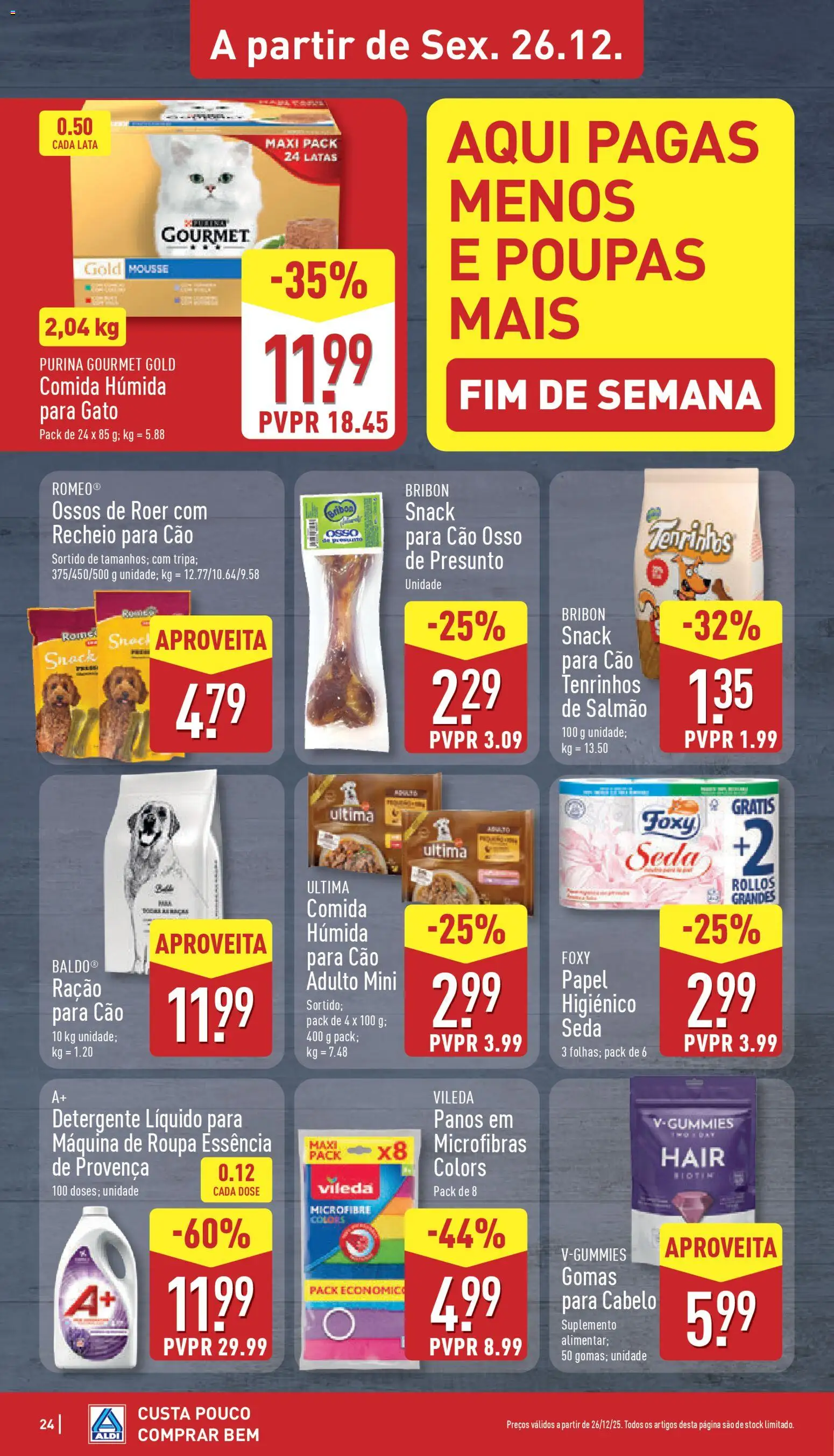Aldi folheto │ válido de 22.12.2025 | Página: 24 | Produtos: Detergente, Salmão, Presunto, Gomas