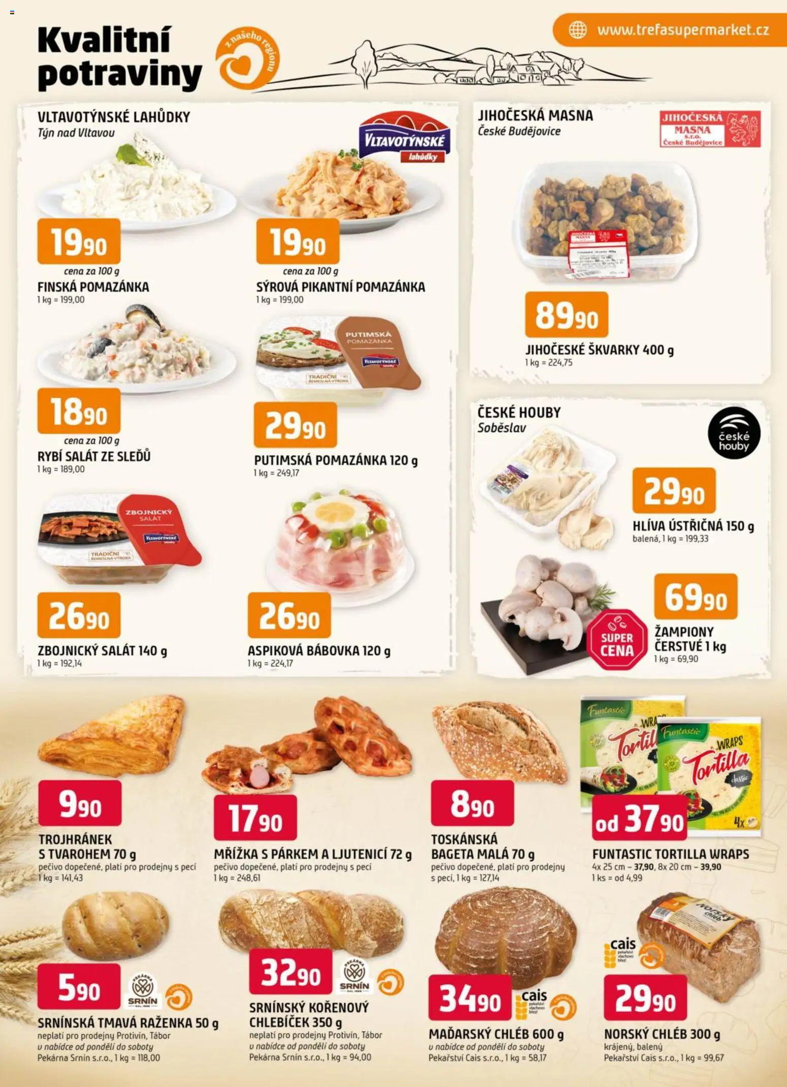 Trefa leták od 21.01.2026 | Strana: 5 | Produkty: Chléb, Pečivo, Škvarky, Tortilla