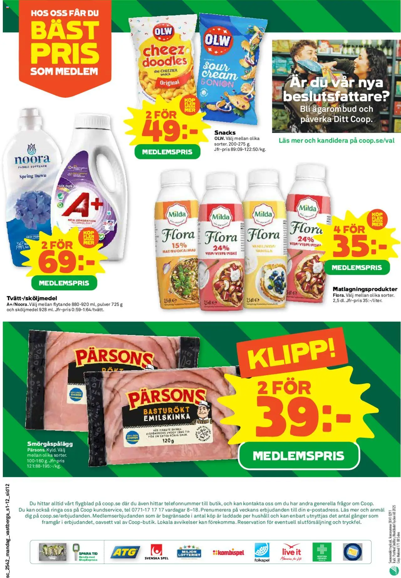 Coop Forum reklamblad aktuell från 13.10.2025 | Sida: 12 | Produkter: Sköljmedel, Smörgåspålägg, Spel