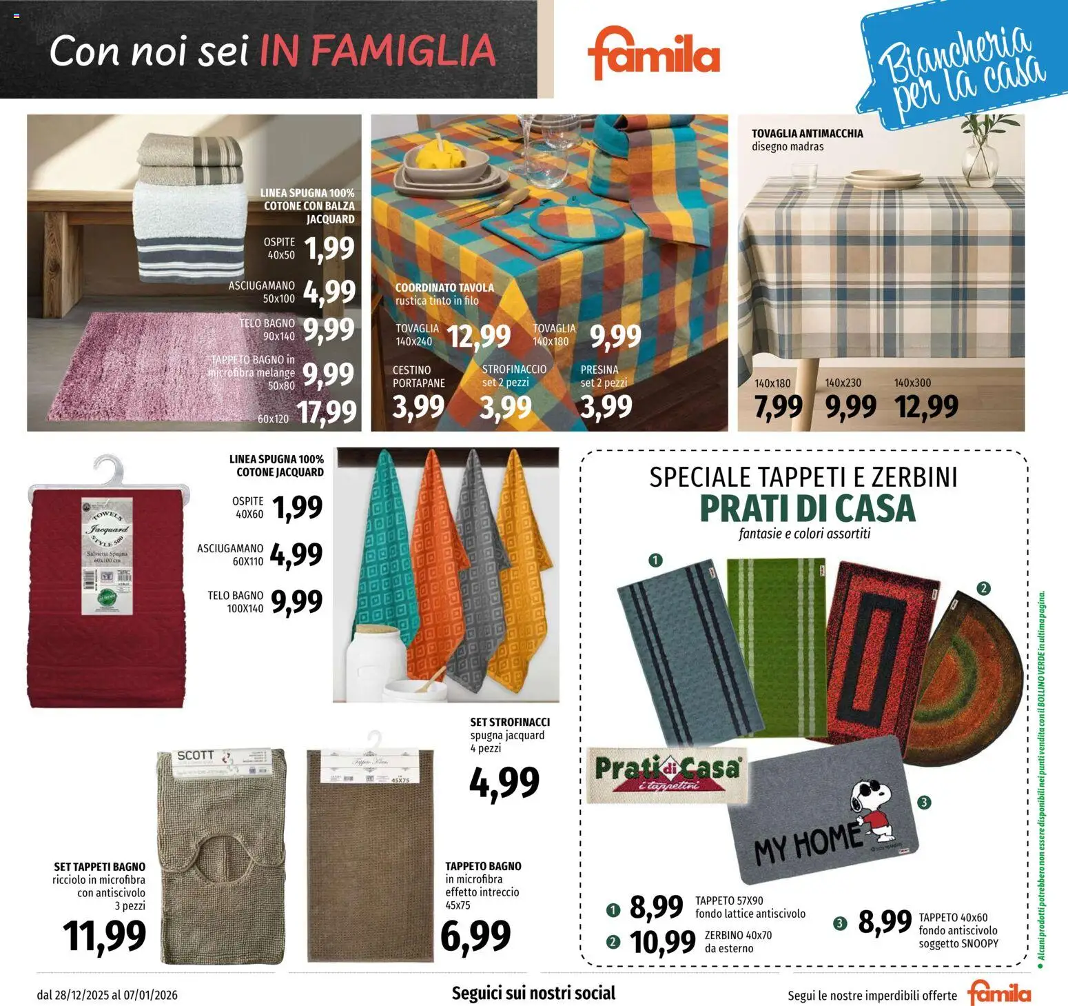 Volantino Famila del 28.12.2025 | Pagina: 25 | Prodotti: Spugna, Asciugamano, Strofinacci, Tappeto