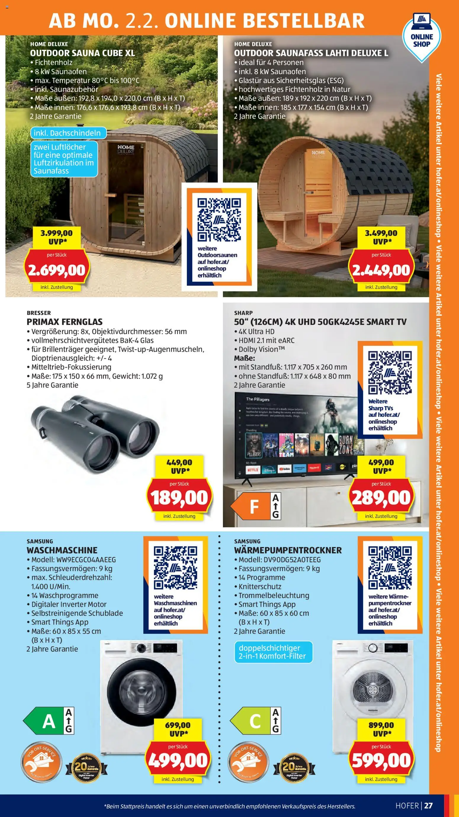 Hofer AT akciós ujság - amely érvényes a következő dátumtól: 30.01.2026 | Oldal: 31 | Termékek: TV, Smart tv, Samsung