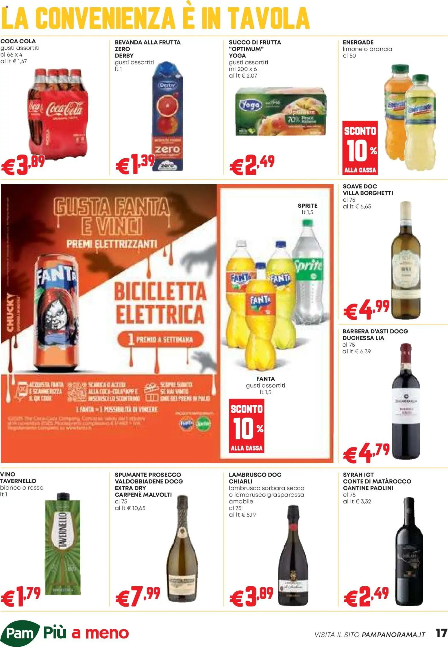 Volantino PAM del 23.10.2025 | Pagina: 17 | Prodotti: Succo, Limone, Vino, Coca Cola