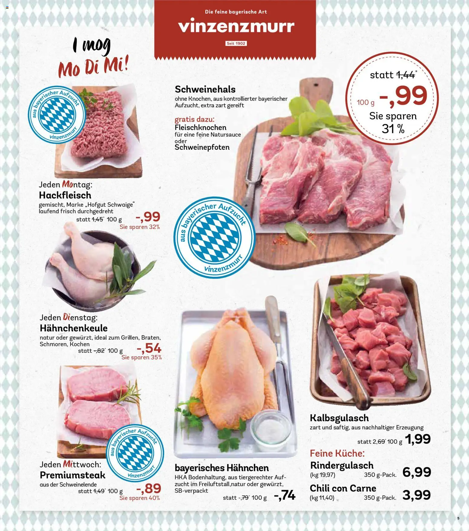 AEZ Prospekt 	 – gültig ab 03.11.2025 | Seite: 5 | Produkte: Rindergulasch, Hahnchen, Küche, Hackfleisch