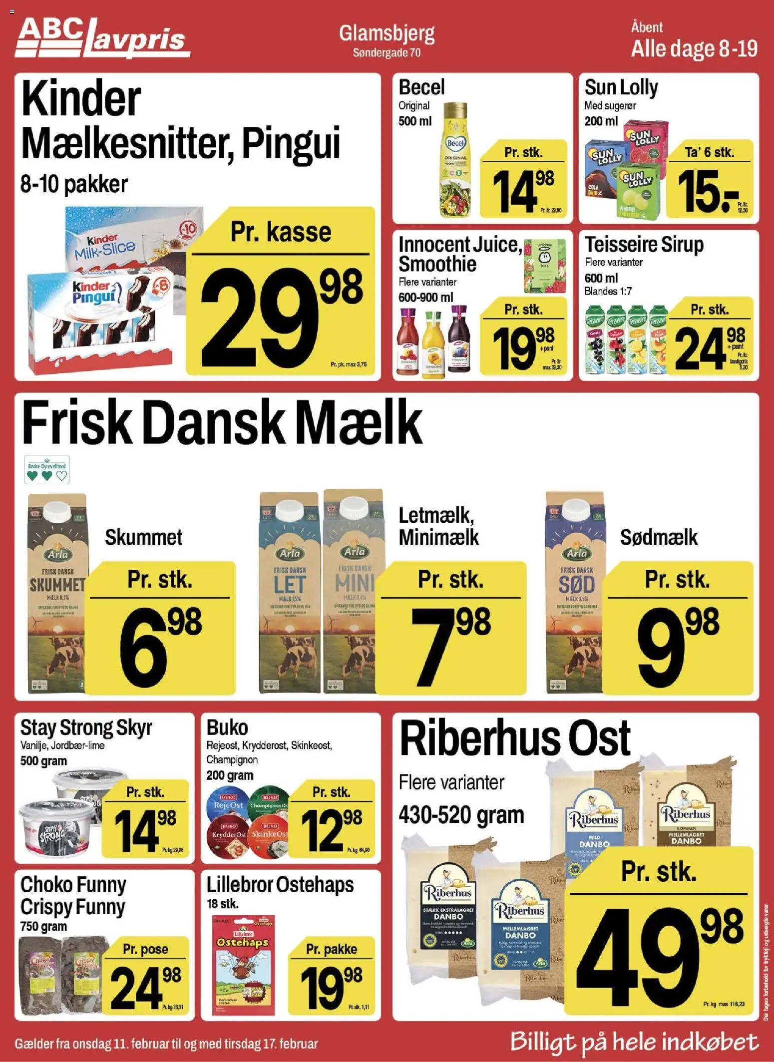 Abc Lavpris tilbudsavis – gyldig fra 11.02.2026 | Side: 4 | Produkter: Champignon, Mælk, Skyr, Ostehaps