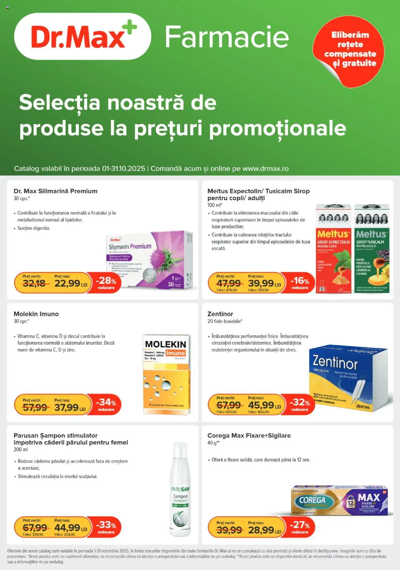 Noul catalog Dr.Max – valabil de la 01.10.2025 | Pagină: 1 | Produse: Șampon, Sirop, Propolis