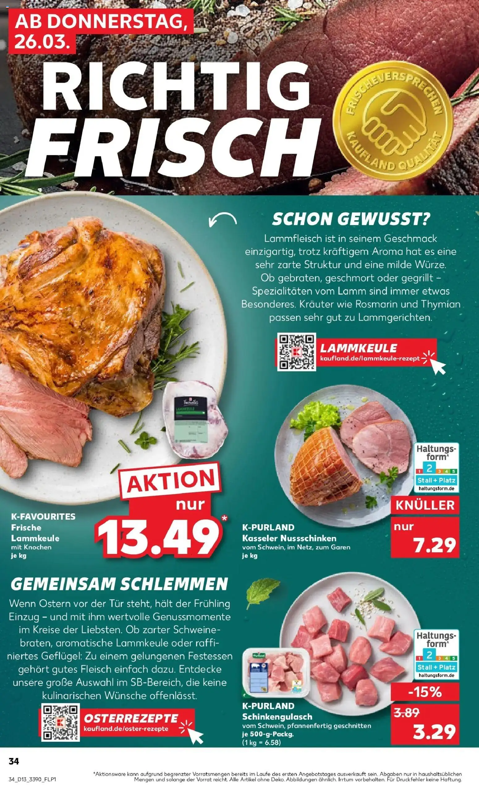 Kaufland Prospekt Hechingen	 – gültig ab 26.03.2026 | Seite: 34 | Produkte: Lammkeule, Tür, Fleisch