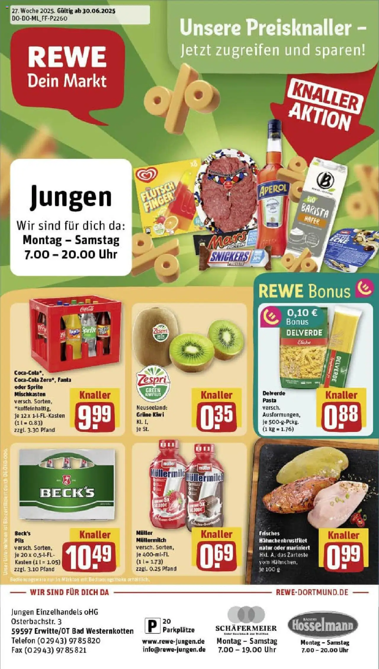 Rewe prospekt Erwitte	 - gültig ab dem 29.06.2025 | Seite: 1 | Produkte: Fanta, Sprite, Kiwi, Telefon