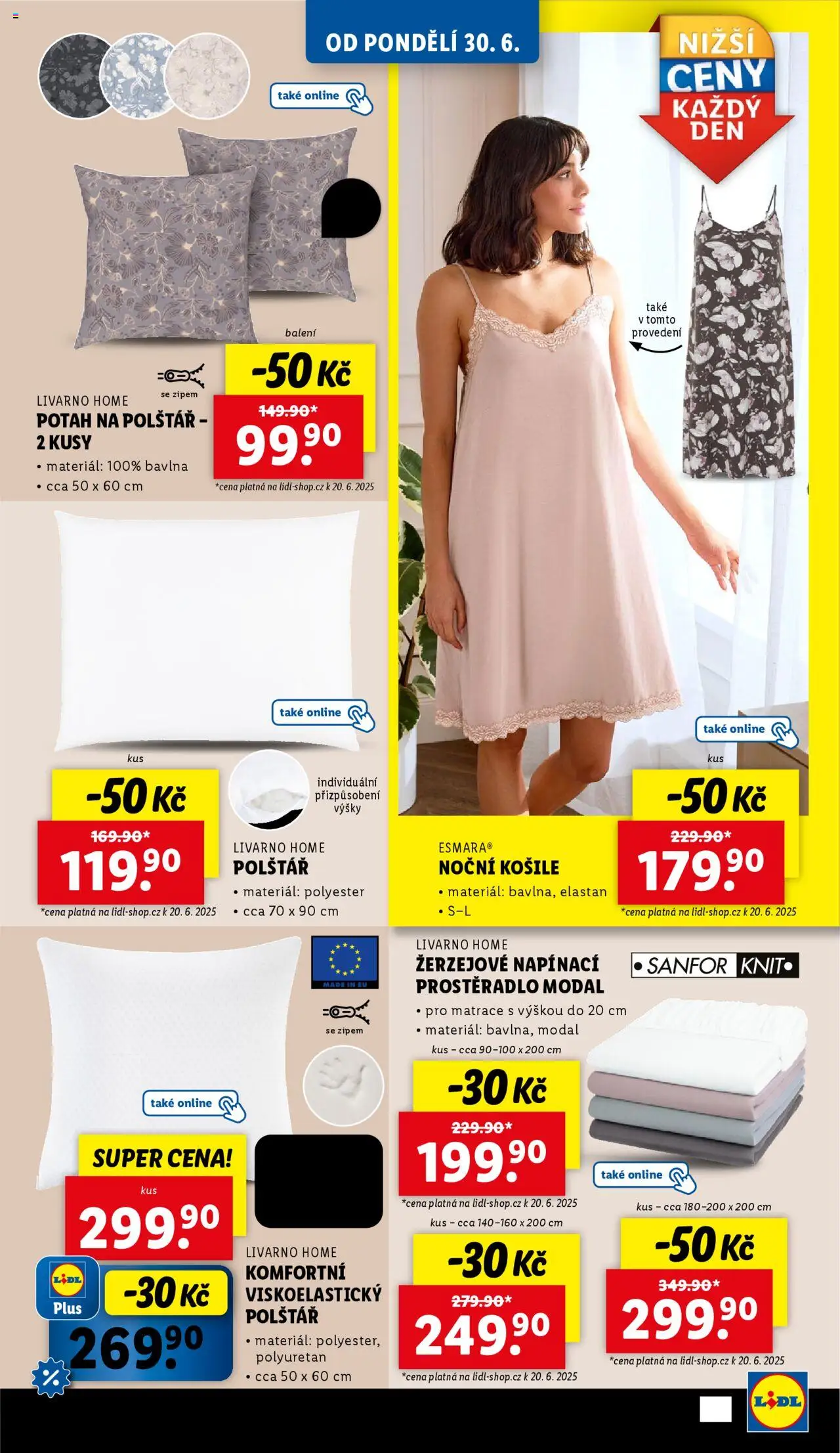 Lidl leták - Spotřební zboží od 30.06.2025 | Strana: 7 | Produkty: Košile, Matrace, Polštář, Prostěradlo