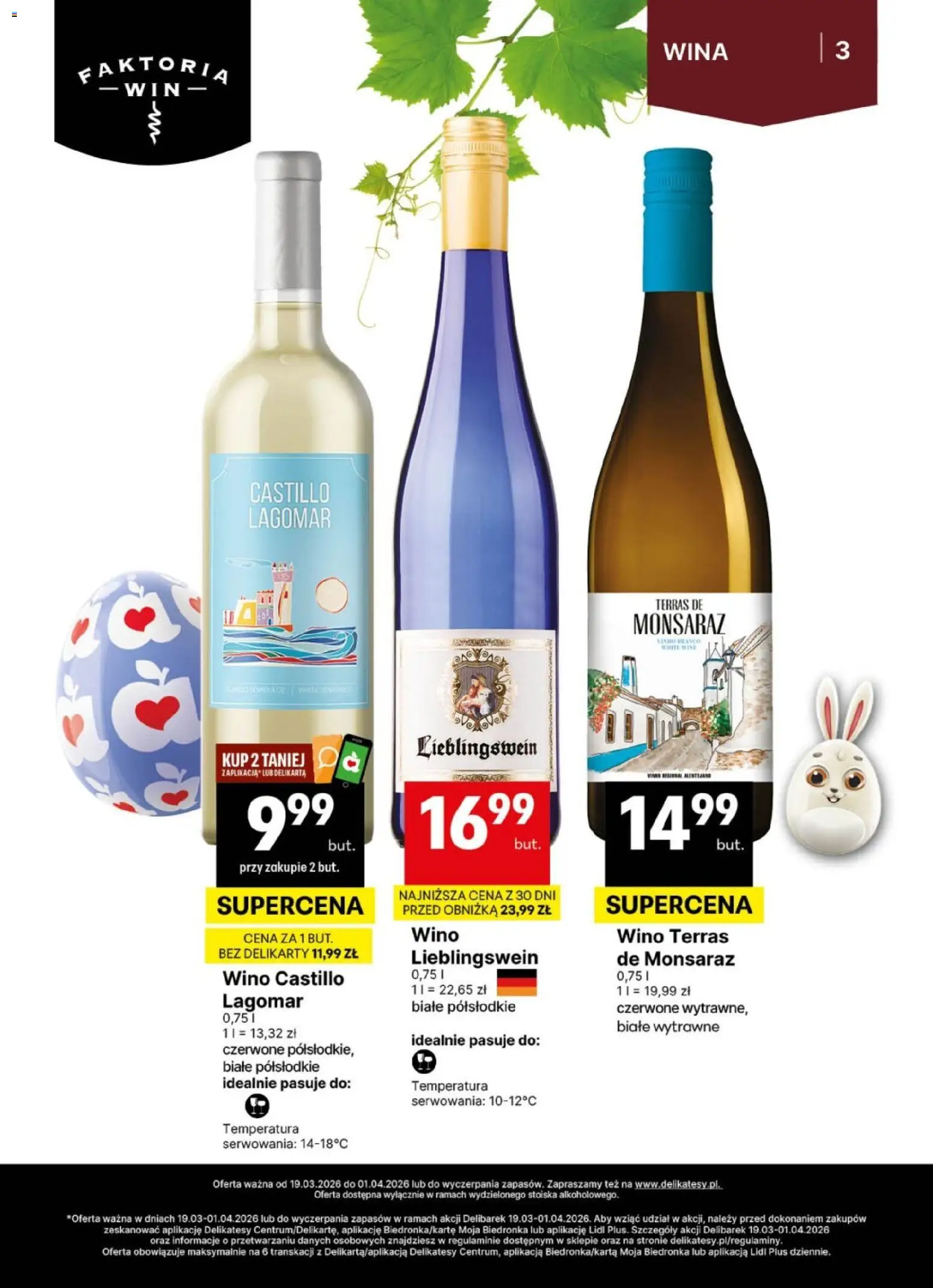 Delikatesy Centrum gazetka - DeliBarek od 19.03.2026 | Strona: 3 | Produkty: Delikatesy, Wino