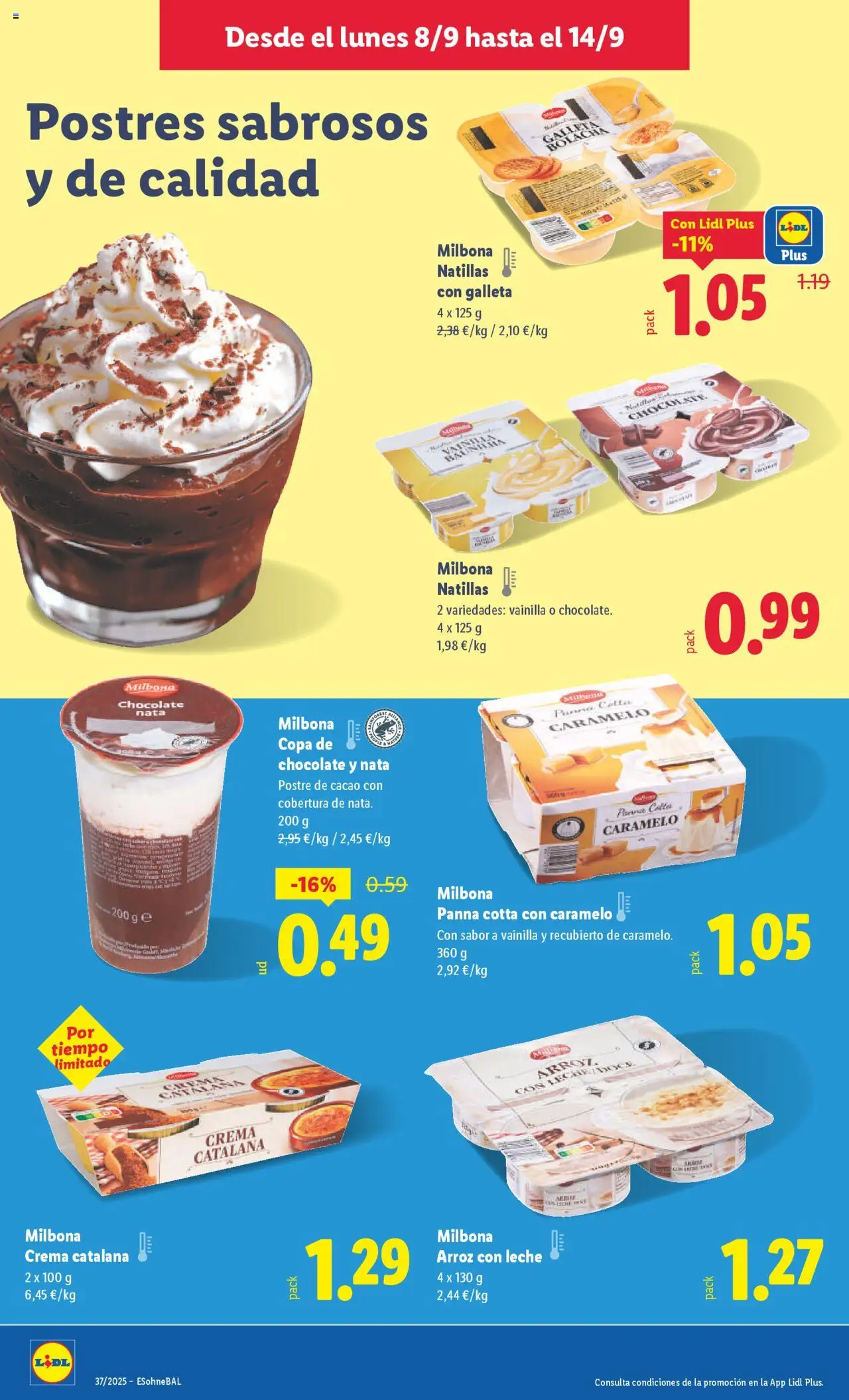 Lidl folleto │ válido desde el 08.09.2025 | Página: 18 | Productos: Leche, Chocolate, Arroz, Crema
