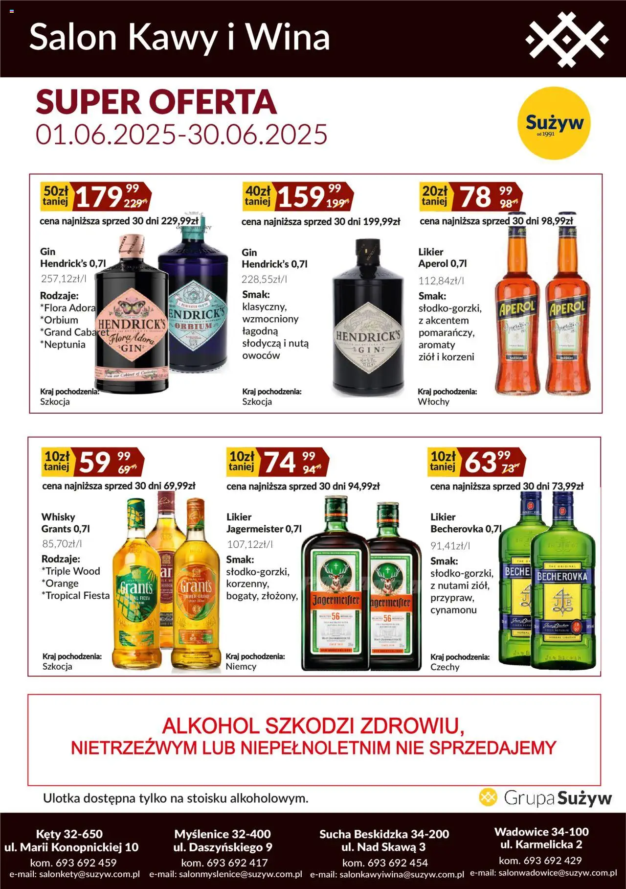 Sużyw Gazetka - Salon kawy i wina od 01.06.2025 | Strona: 2 | Produkty: Becherovka, Jagermeister, Gin, Whisky